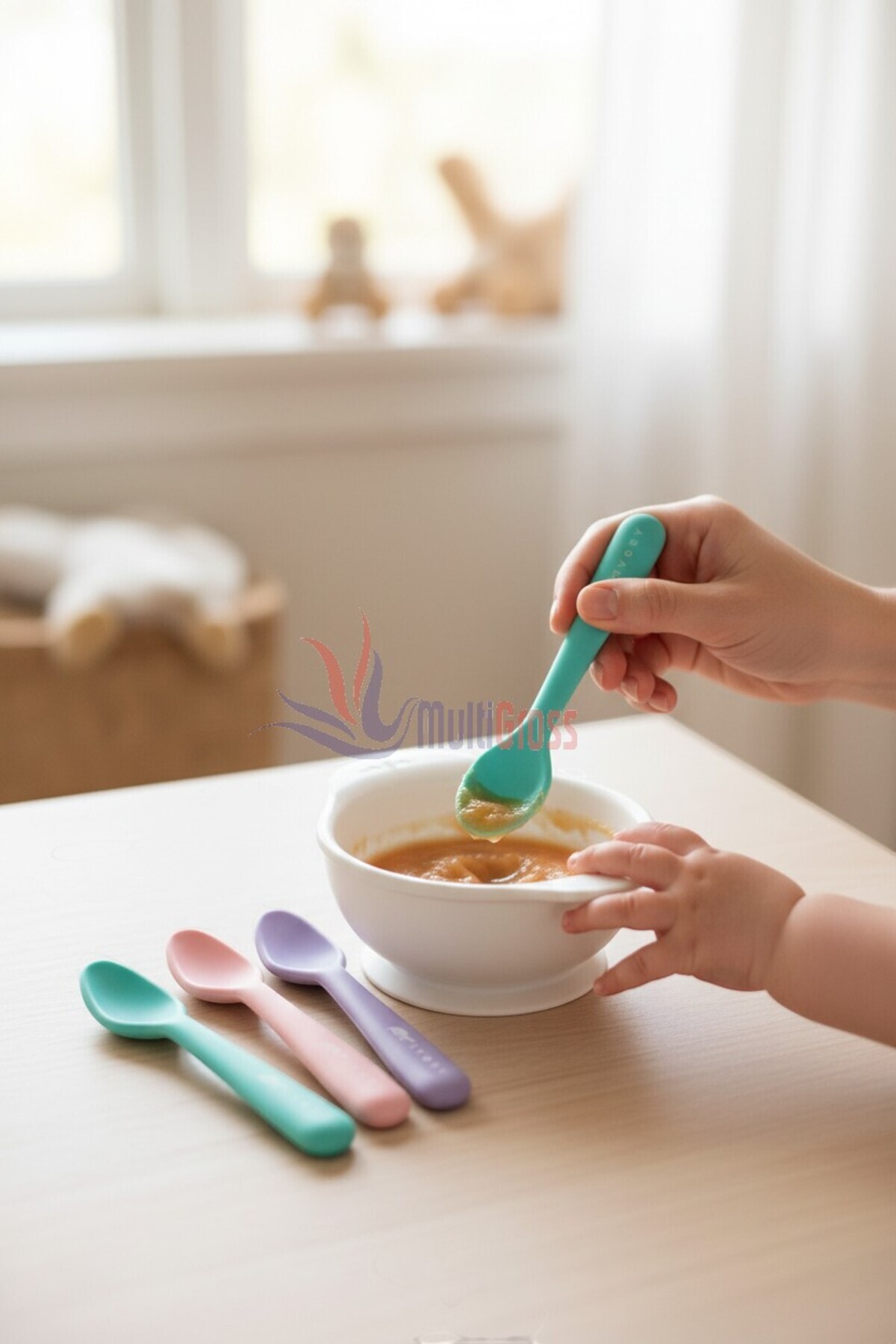 Multiamo 2'li Silikon Mama Kaşığı 15 cm %100 Silikon BPA Free fotoğrafı 6 (önizleme)