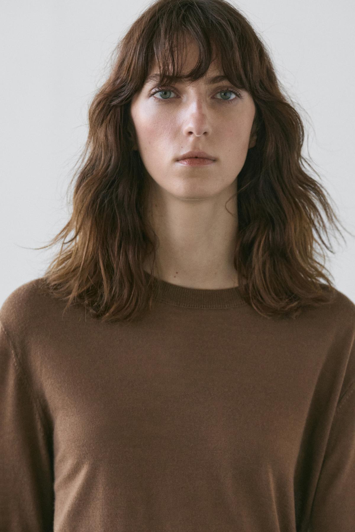 Massimo Dutti  %100 yün ince triko bisiklet yaka kazak - Görsel 4