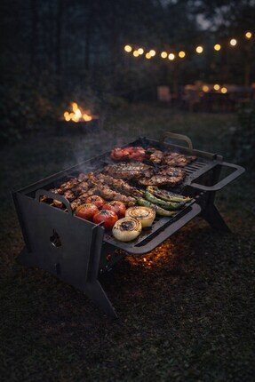 Bhs ETNA 2 Çift Izgaralı Portatif Mangal 2 mm Saç Gövde Lazer Kesim Ayarlanab...