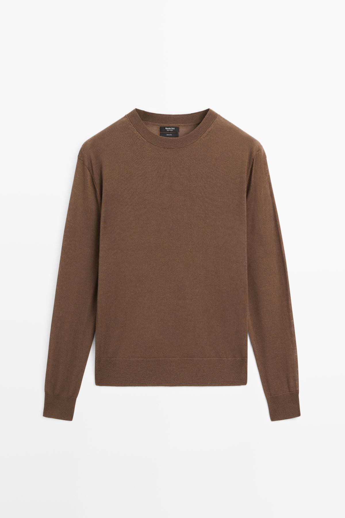 Massimo Dutti  %100 yün ince triko bisiklet yaka kazak - Görsel 5
