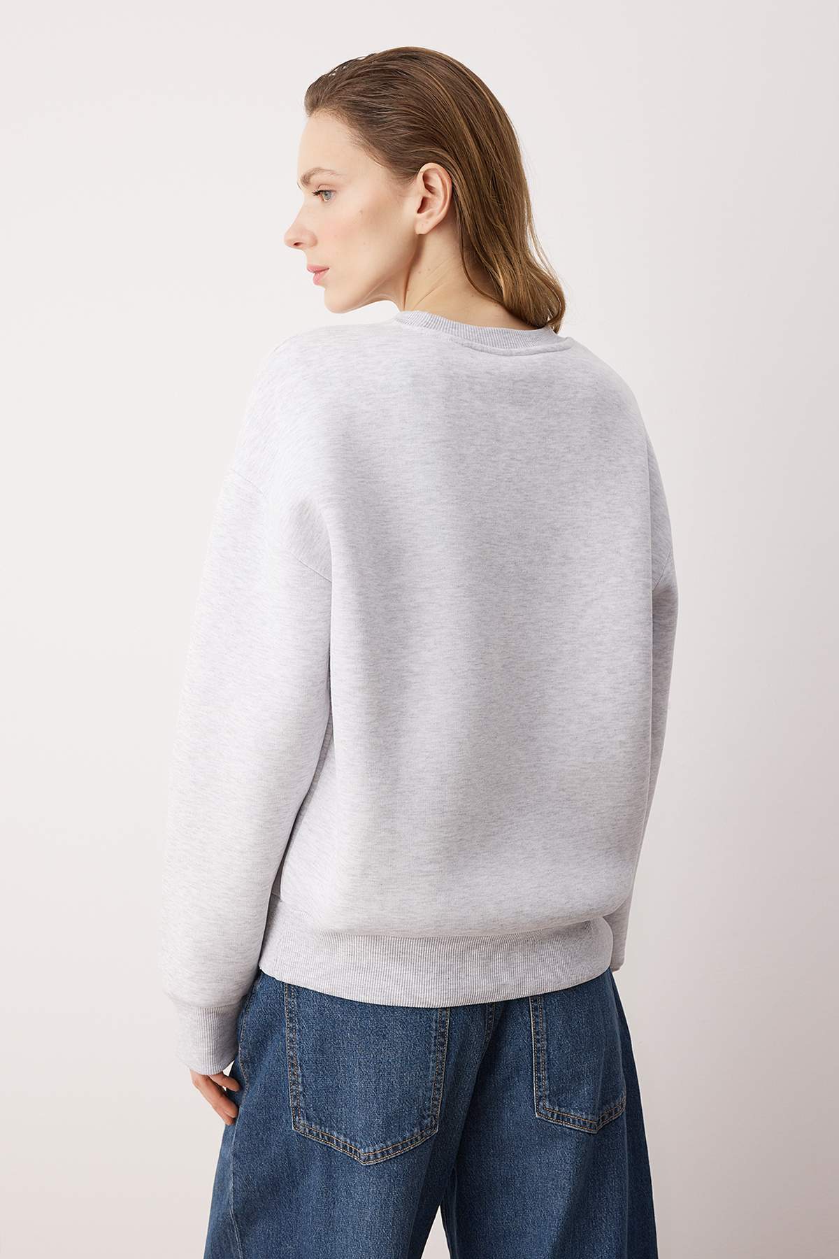 Trendyolmilla  Kar Melanj Örme Sweatshirt TWOAW26SW00200 - Görsel 4