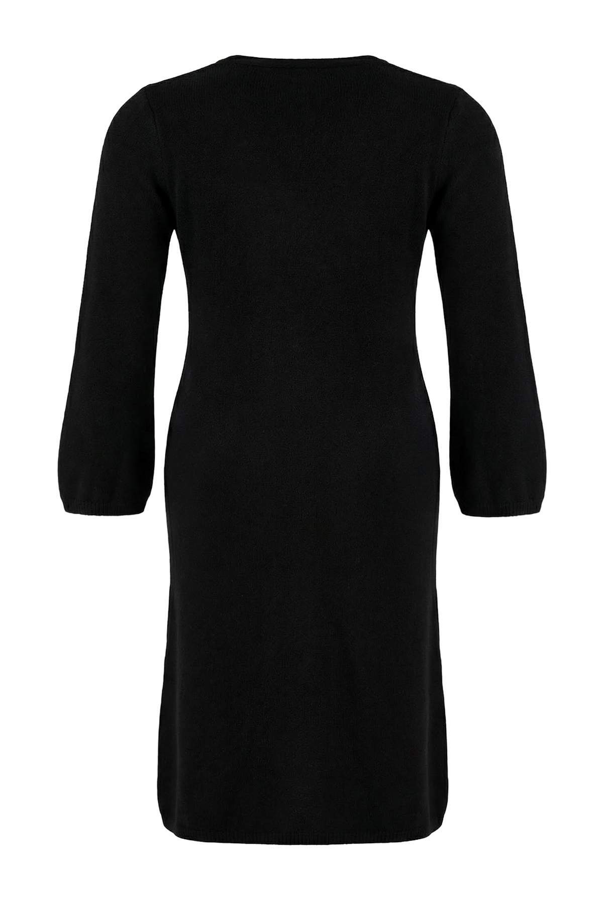 Trendyolmilla  Siyah Yumuşak Dokulu V Yaka Hırka/Elbise Çift Kullanım Triko Hırka TBBAW26AV00062 - Görsel 5