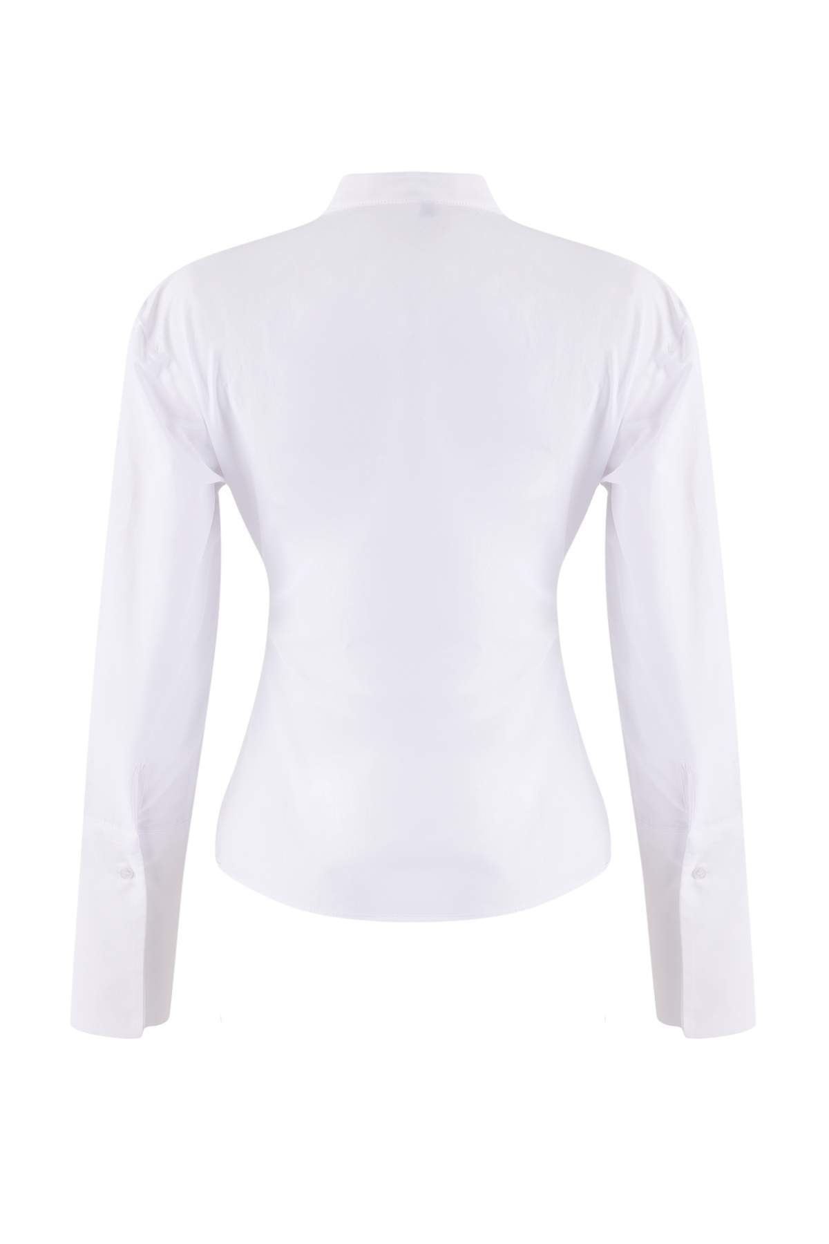 Trendyolmilla  Beyaz Kuşaklı Önü Çıtçıtlı Ayarlanabilir Gömlek TWOAW26GO00067 - Görsel 6