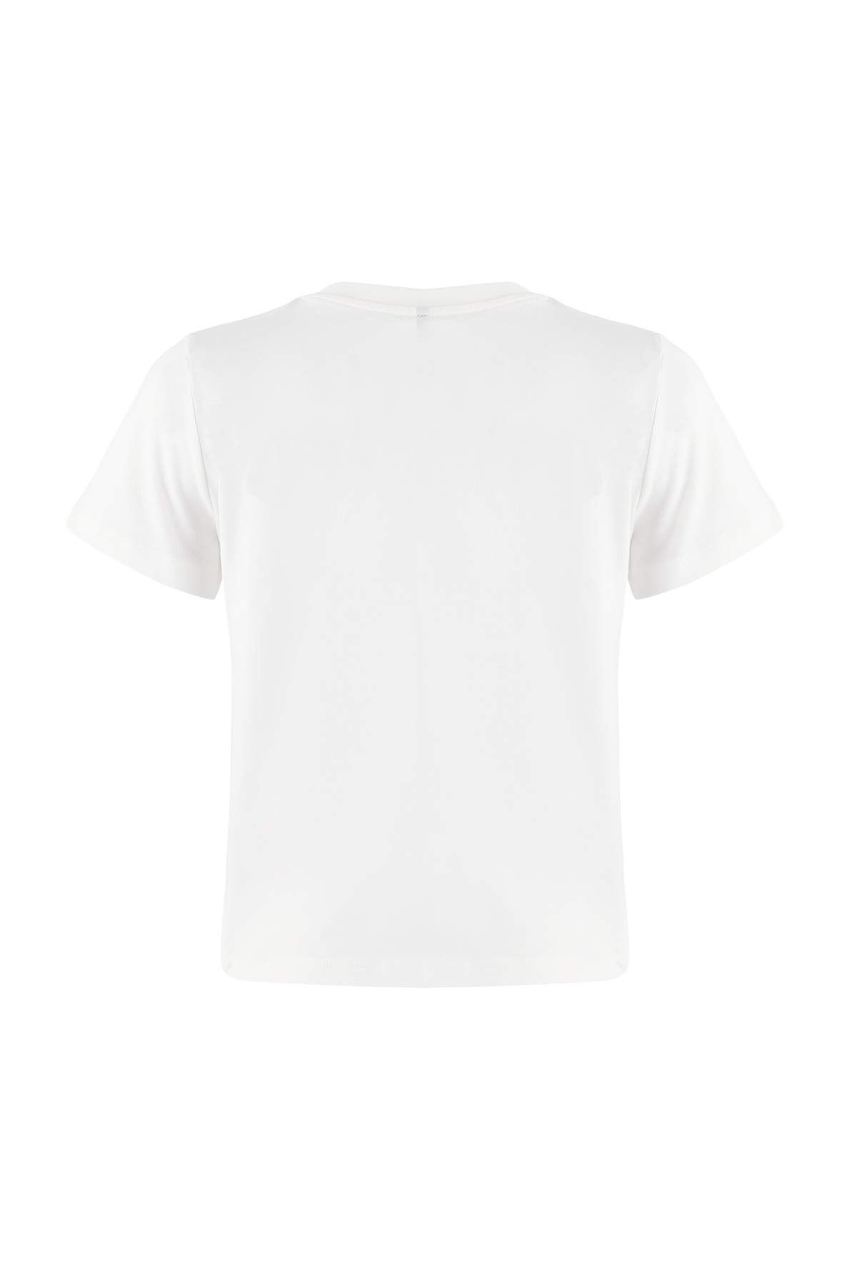 Trendyolmilla  Ekru Regular/Normal Kalıp Kısa Kollu Nakışlı Tok %100 Pamuk Örme T-Shirt TWOSS26TS00016 - Görsel 7