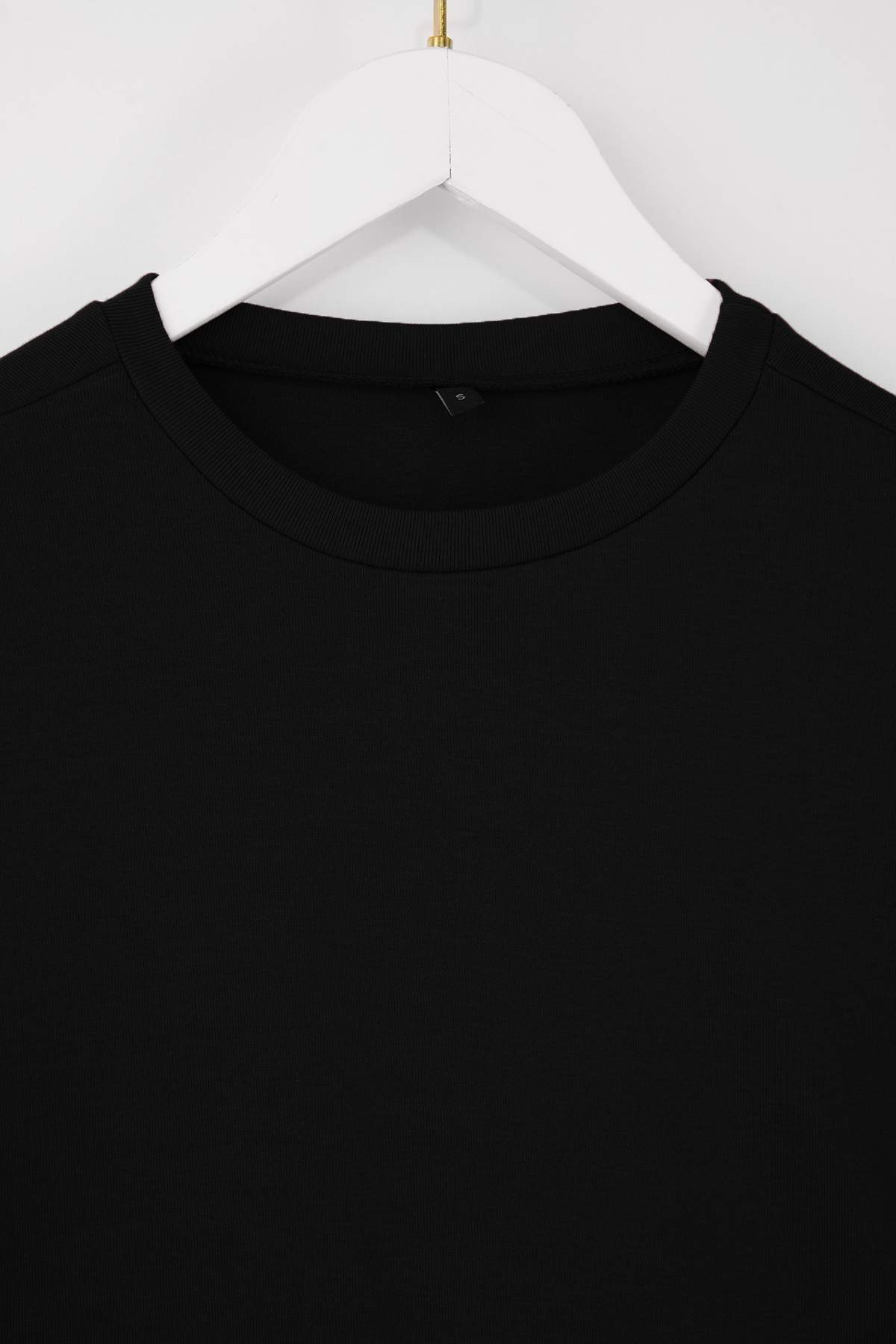 Trendyolmilla  Siyah Relaxed Düşük Kol Kısa Kollu Boru Paça Pamuk Ribana Örme Alt-Üst Takım TWOSS26AU00035 - Görsel 6