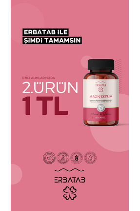 Erbatab Magnezyum 3 Lü Form (BİSGLİSİNAT, SİTRAT, MALAT) & Vitamin B2 , B3 , ...