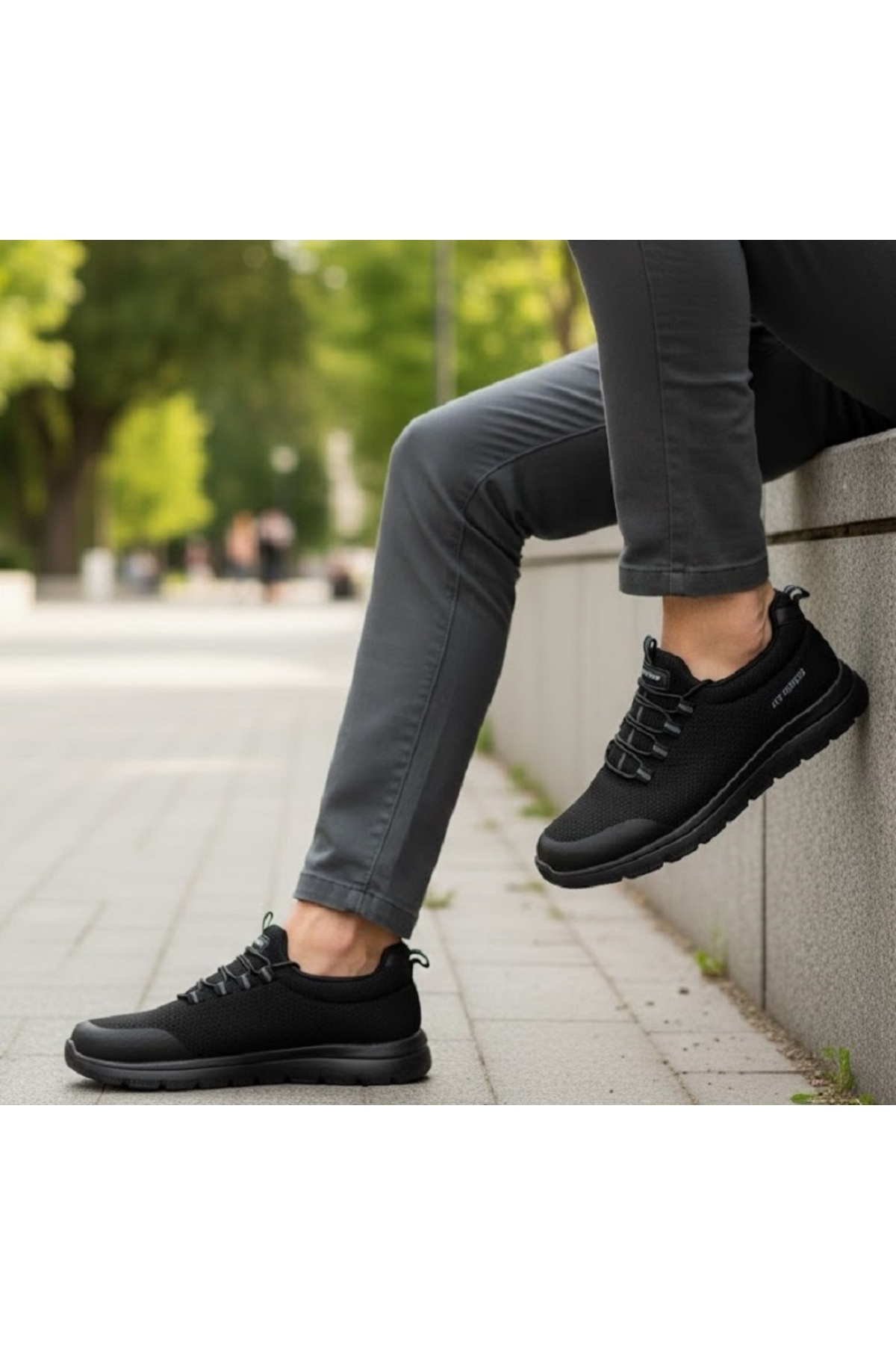 Erkek Siyah Hafif Esnek Günlük Ortopedik Rahat Yürüyüş Koşu Antreman Sneaker Spor Ayakkabı — مشکی 085 — تصویر 2 از 2