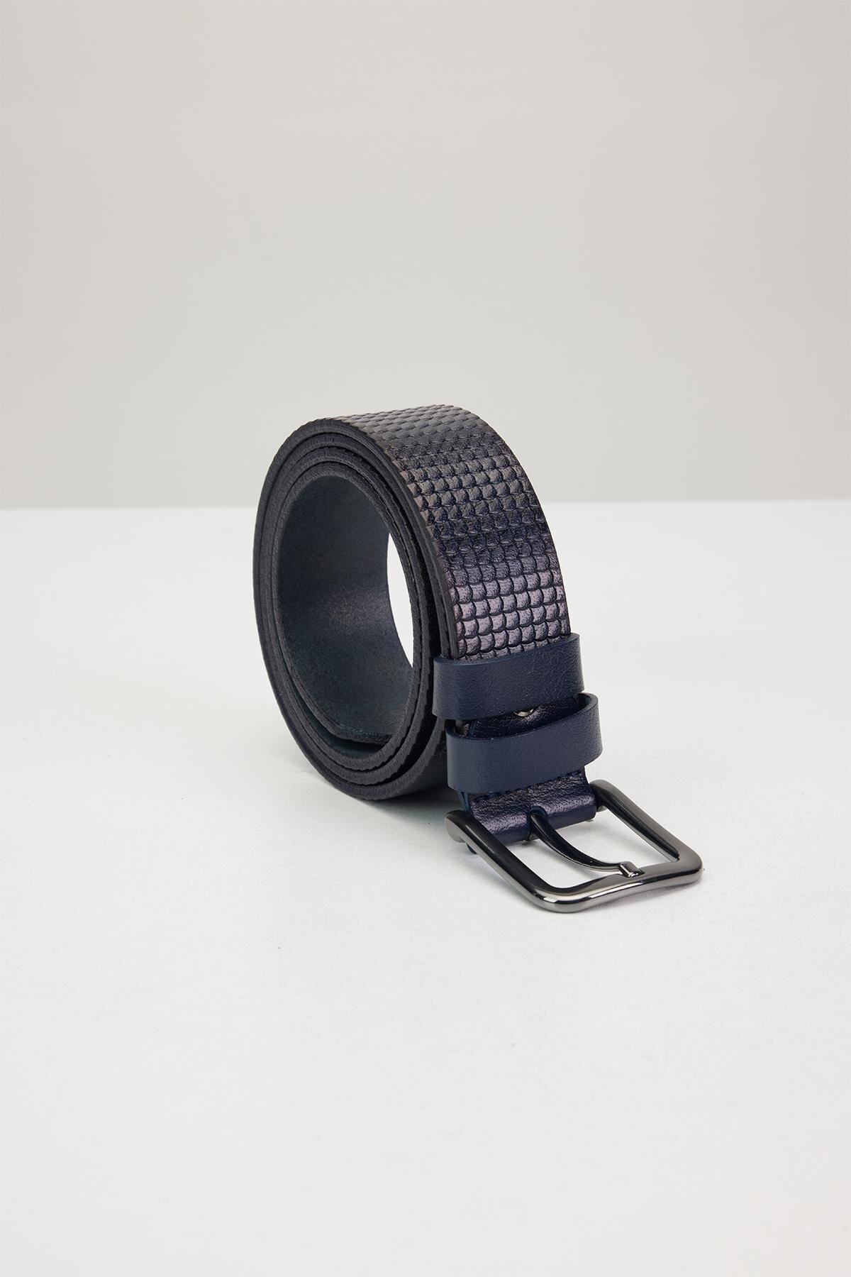 تودورز کمربند چرمی مردانه سرمه‌ای