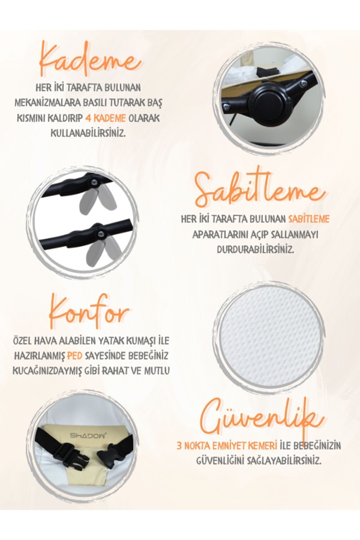 Shadow Size Soft Anakucağı - Hazır Kurulu Gelir - Sallanır - 4 Kademe - Sabitlenebilir Anadizi fotoğrafı 7 (önizleme)