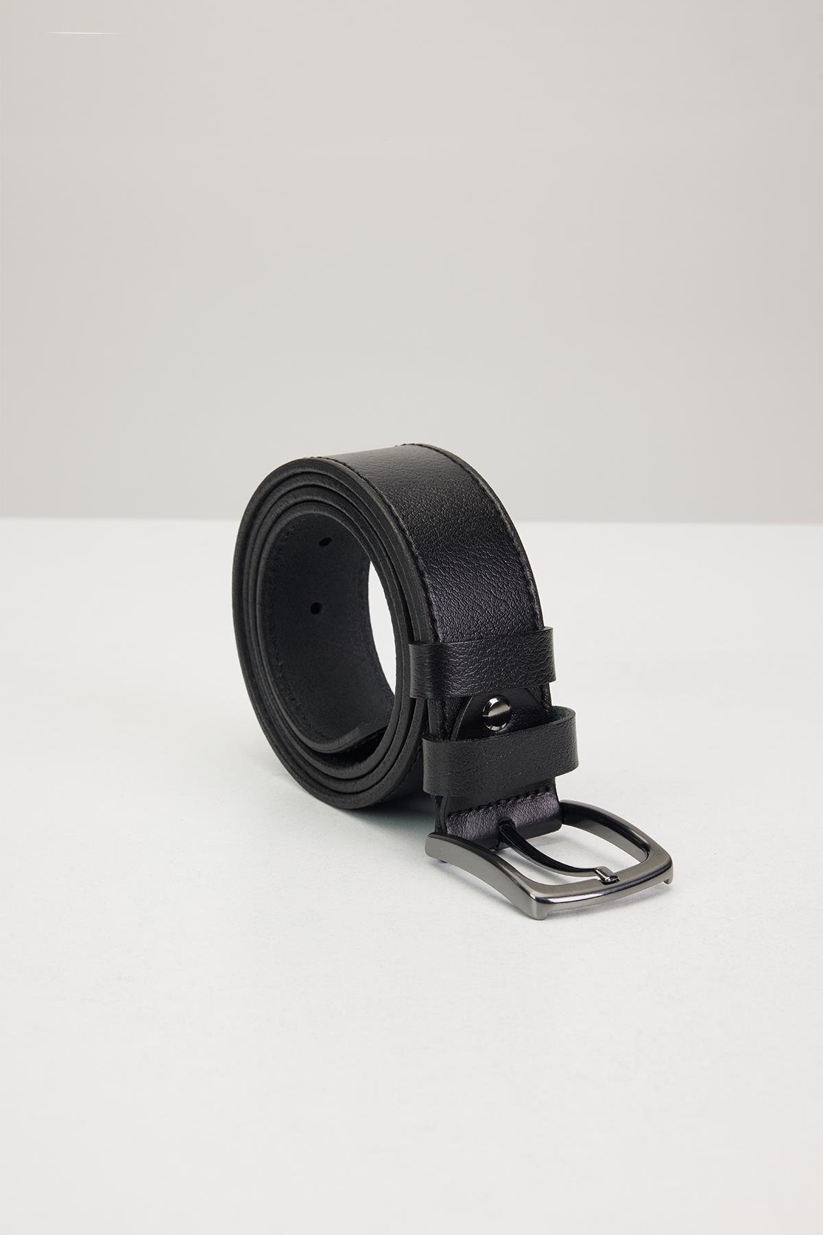 Tudors  Erkek %100 Hakiki Deri 4 Cm Spor Siyah Kemer