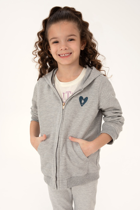 U.S. Polo Assn. Kız Çocuk Açık Gri Melanj Fermuarlı Basic Sweatshirt 50296390...