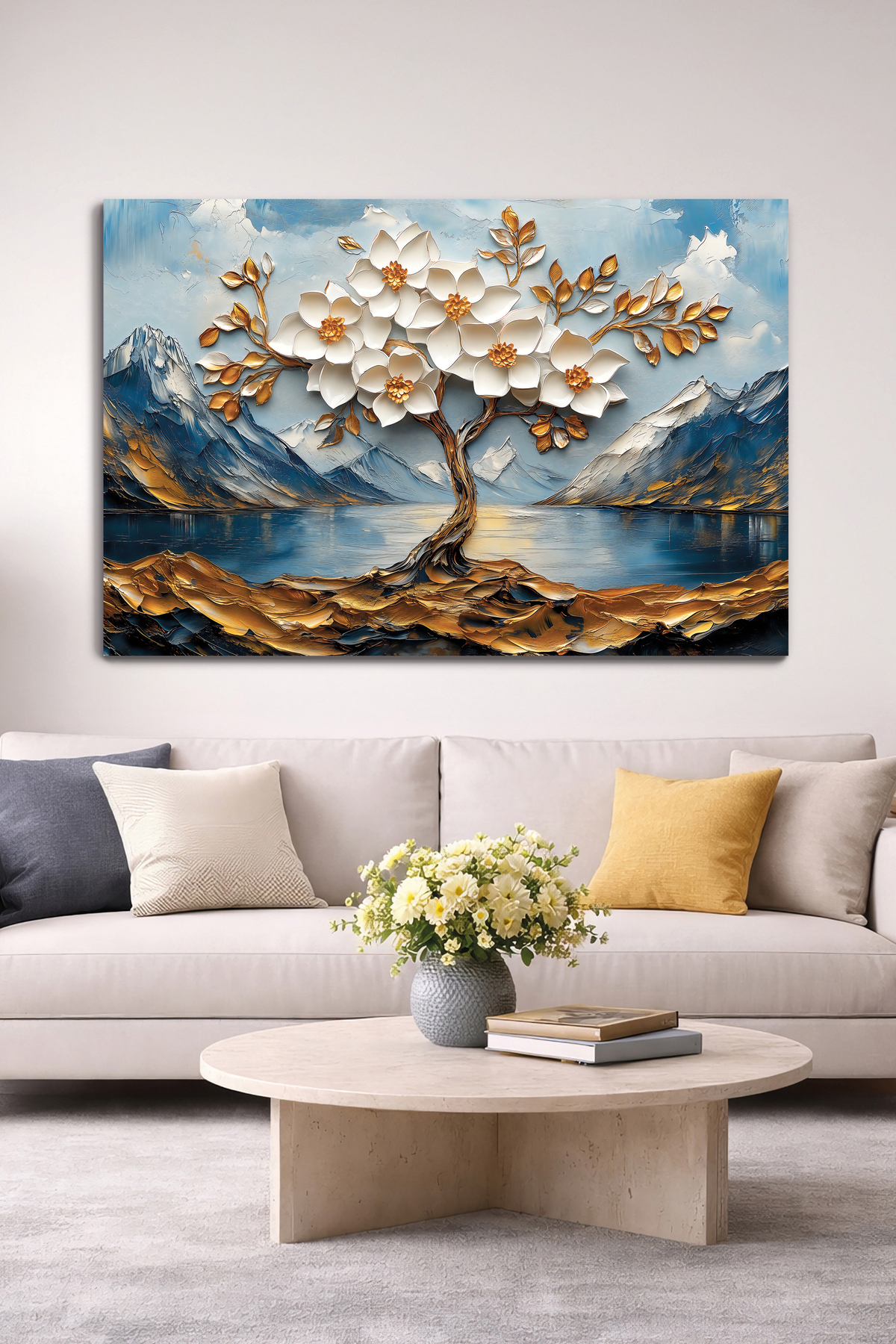 Top Flower Canvas Wall Table - Living Room, Living Room table - Decorative 3D view