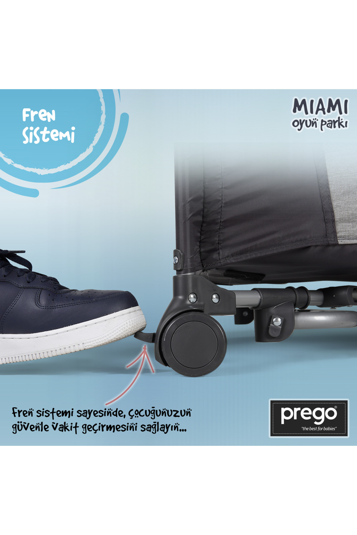 Prego Miami 70x110 Anne Yanı Beşik ve Oyun Parkı Yatak Gri - Sallanabilir ve Tekerlekli Park Yatak fotoğrafı 7 (önizleme)