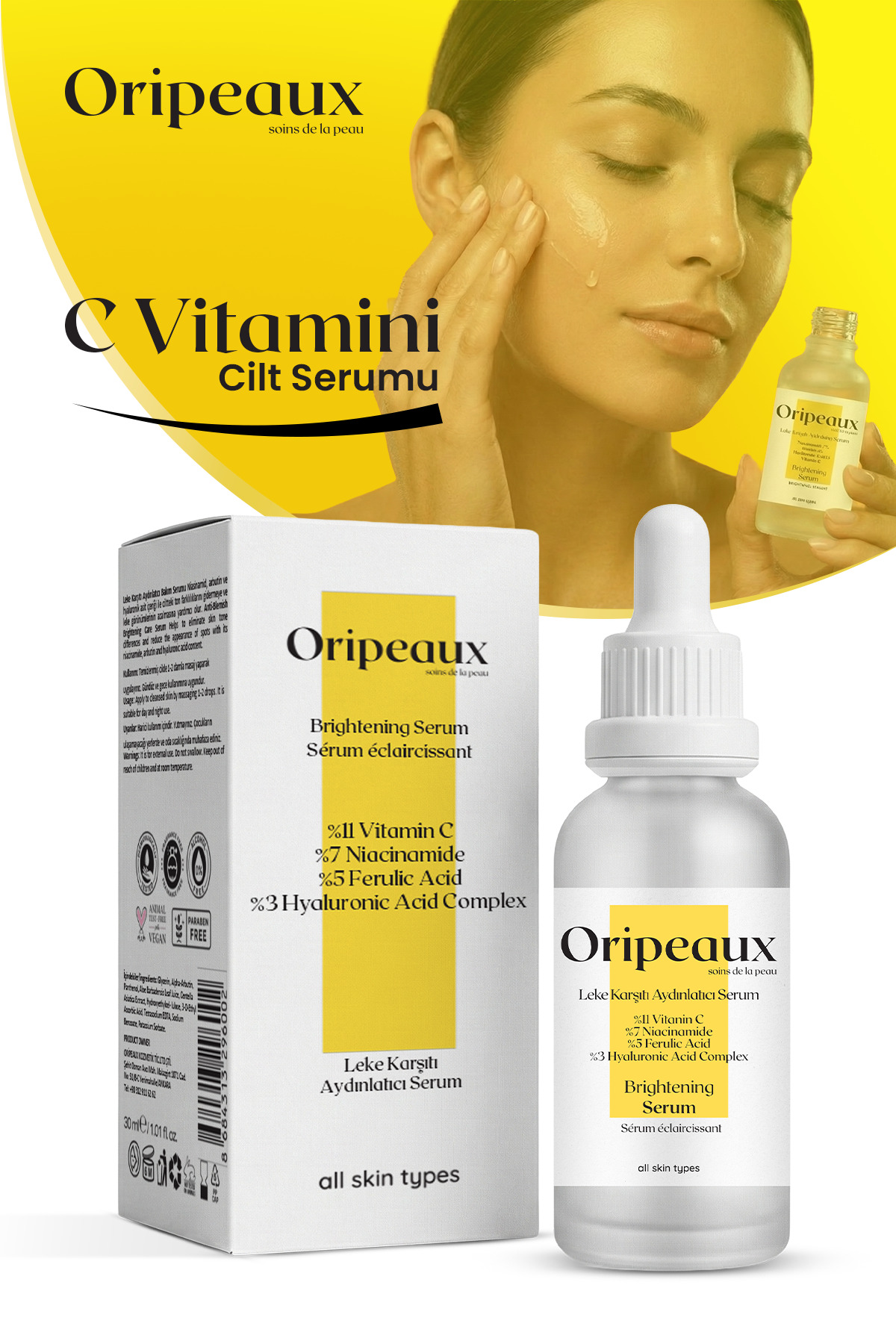 Leke Karşıtı Aydınlatıcı C Vitamini Cilt Serumu 30 ml (%11Cvit. 7%Niac. 5%Fer. Ac. 3%Hya.Acid.) — TYC1JTT7BN169503836795342