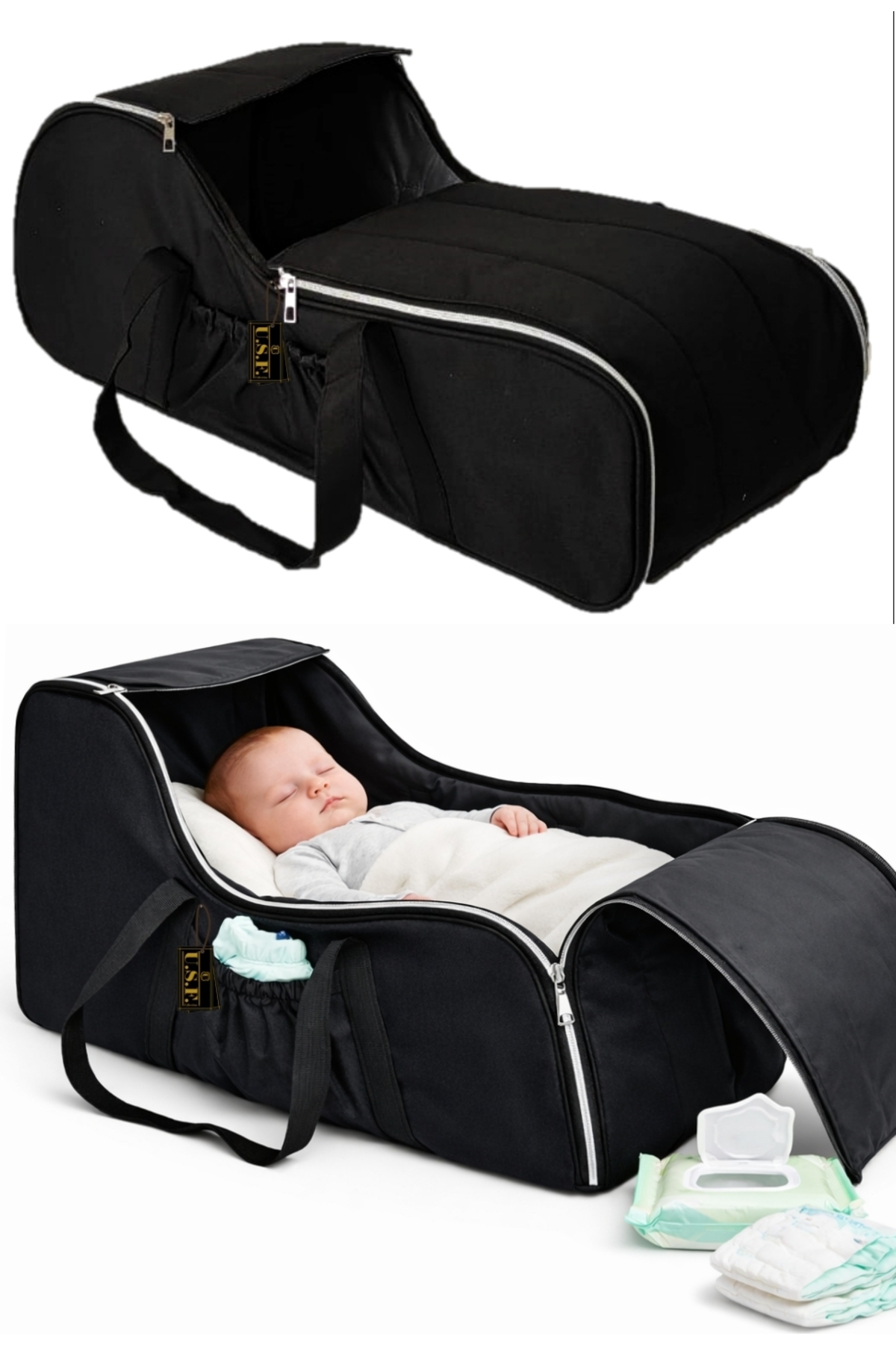 USF Portbebe Ana Kucağı Puset Bebek Taşıma Anne Bebek Bakım Çantası - 2 Li Set fotoğrafı 2 (önizleme)