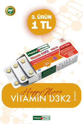 HappyMore Vitamin D3 ve Vitamin K2 İçeren Takviye Edici Gıda 30 Tablet