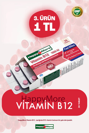 HappyMore Vitamin B12 Takviye Edici Gıda - 30 Tablet