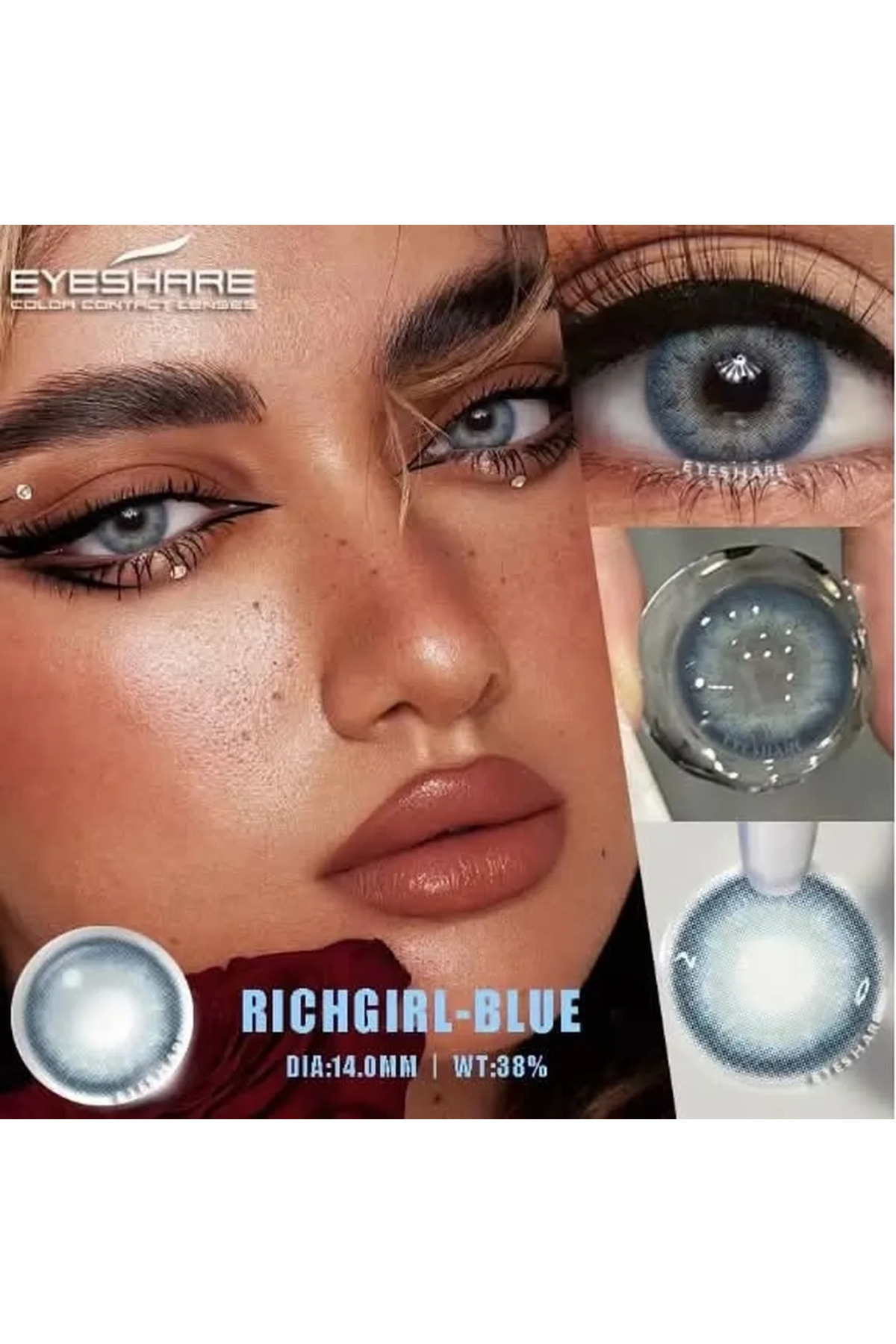 Eyeshop GÖZ LENSİ RICHGIRL BLUE MAVİ TONDA (NUMARASIZ) KOZMETİK