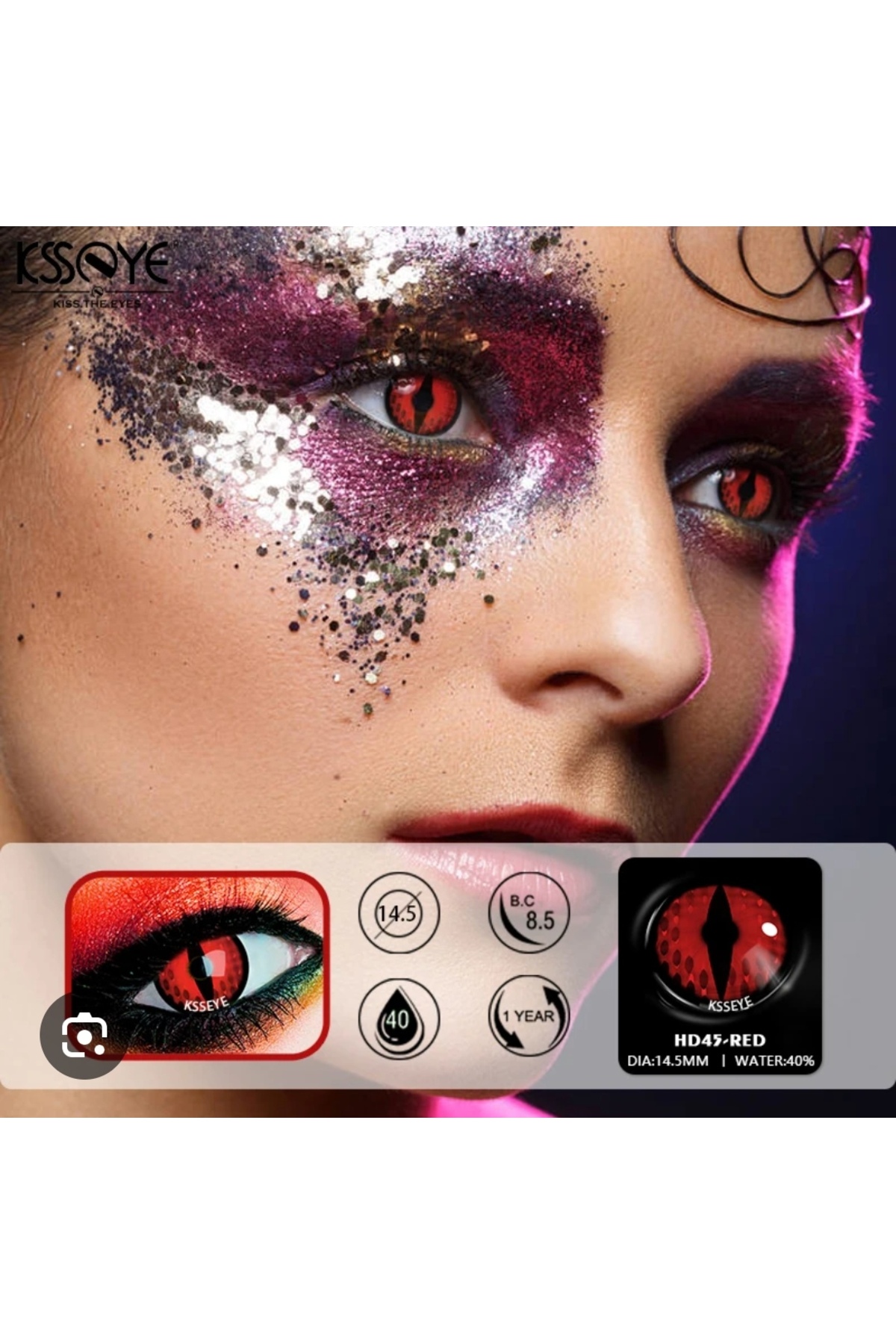 Eyeshop COSPLAY HD45 RED KIRMIZI SIYAH TONDA GÖZ LENSİ