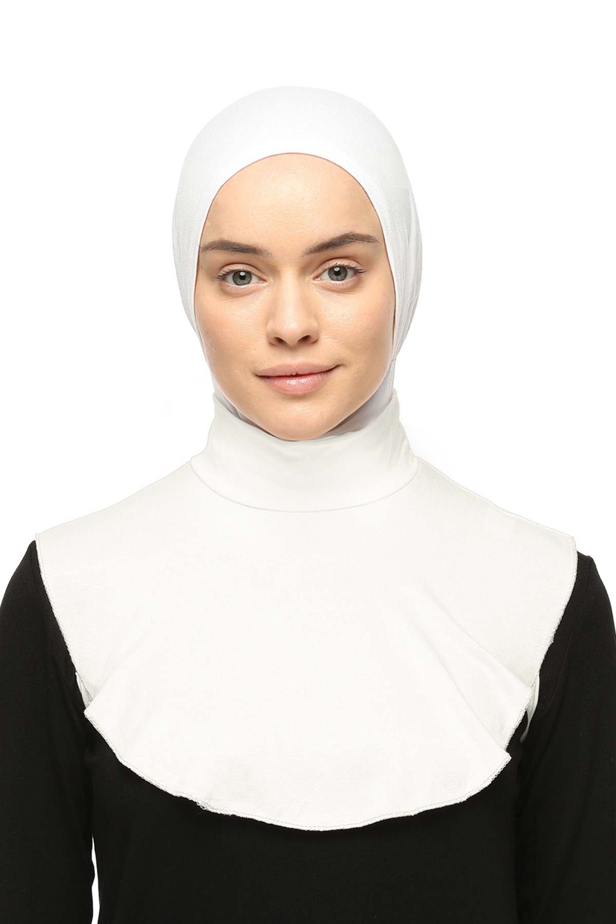 Plain Turtleneck Combed Cotton Modest Neck Collar - Ecru