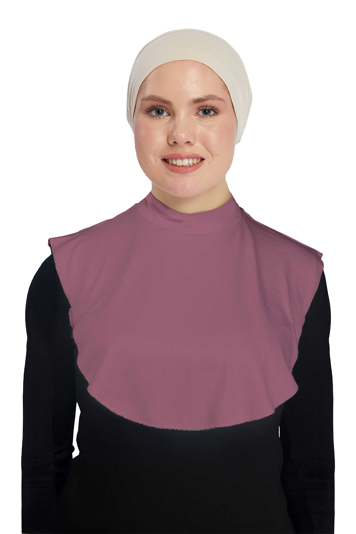 Plain Turtleneck Combed Cotton Modest Neck Collar - Maron