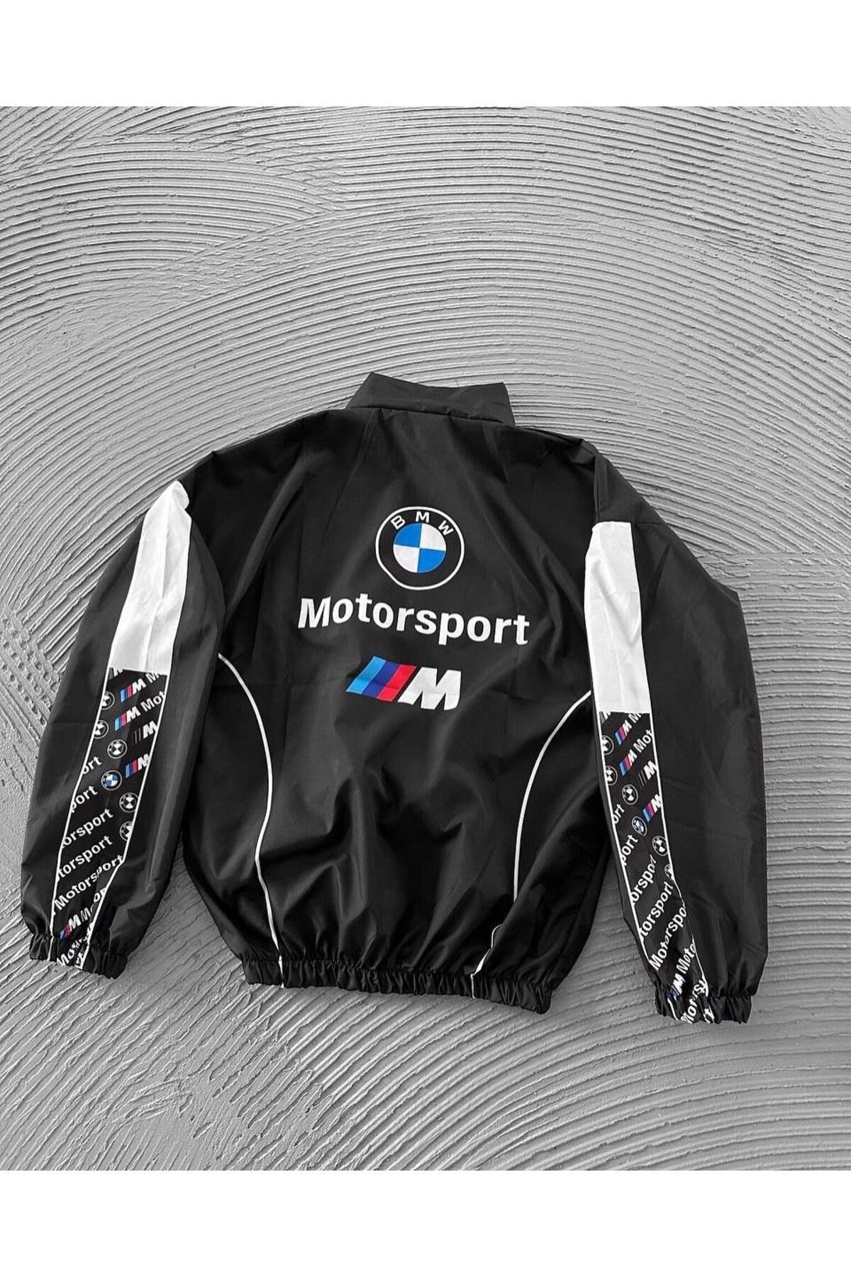 BMW Motosport Unisex Paraşüt Kumaş Oversize Dijital Baskılı Siyah Rüzgarlık Yağmurluk İnce Ceket — مشکی LSHNBMW2 — تصویر 2 از 6