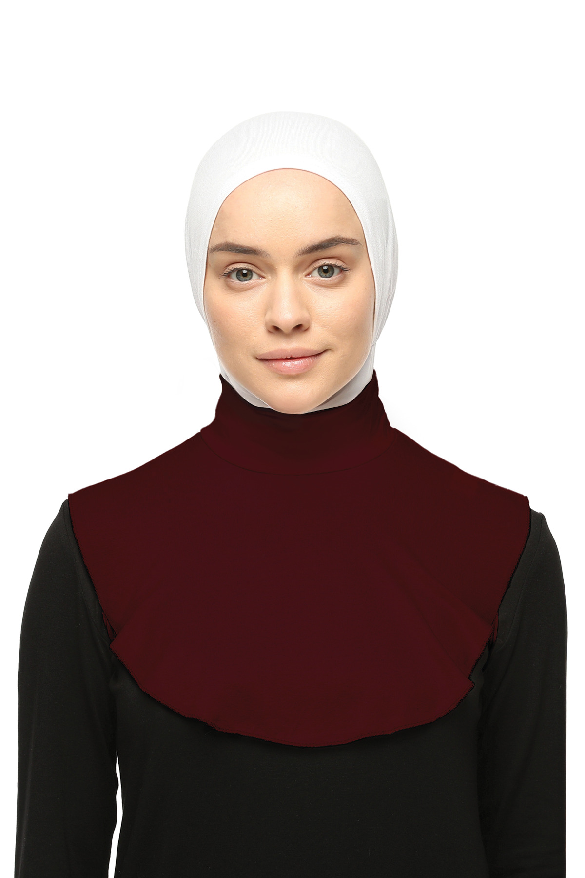 Plain Turtleneck Combed Cotton Modest Neck Collar - Burgundy