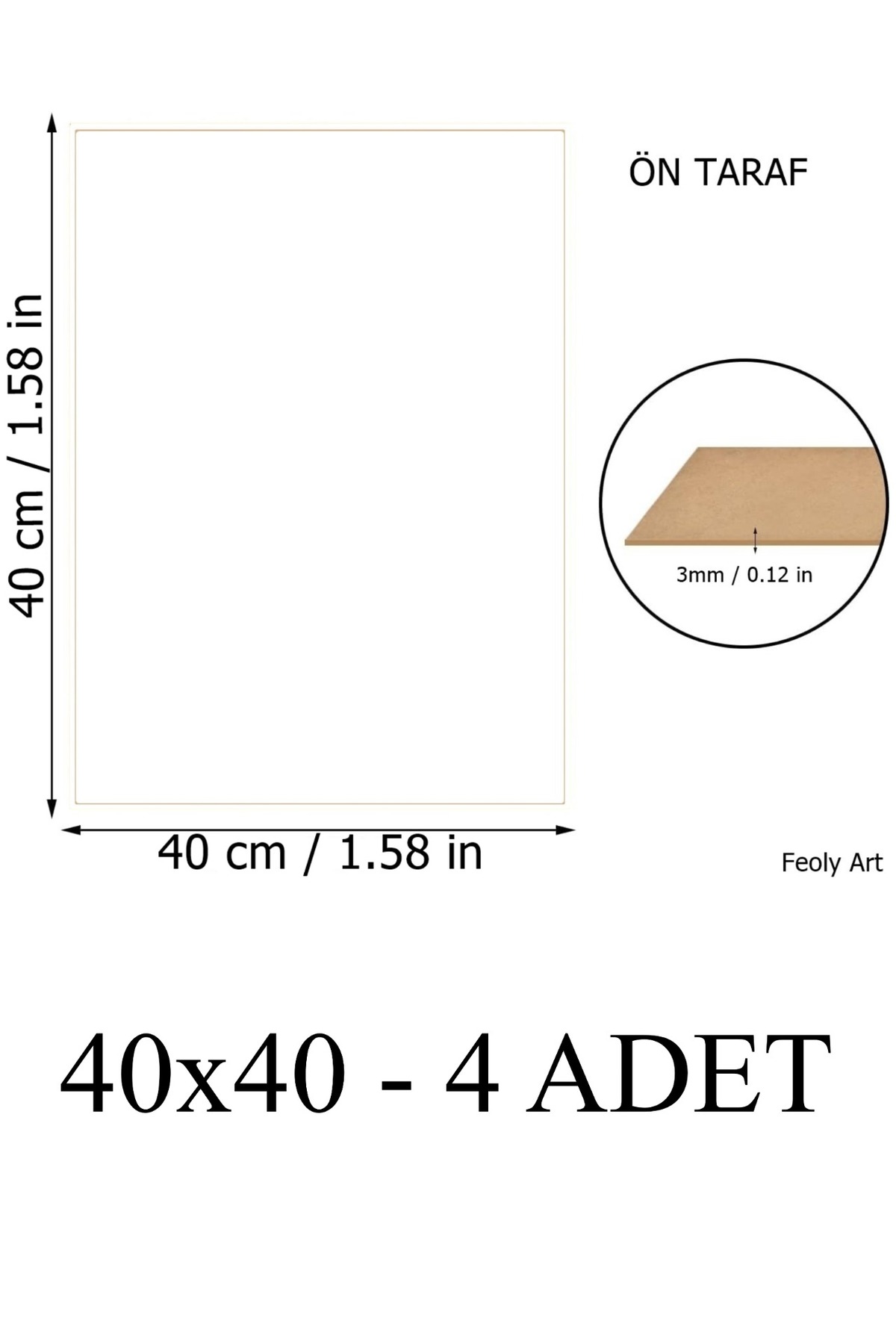 3 mm 40x40 MDF Plaka (4 ADET) - Hobi, Maket, Ahşap El Sanatları İçin Uygun (4`lü Paket)