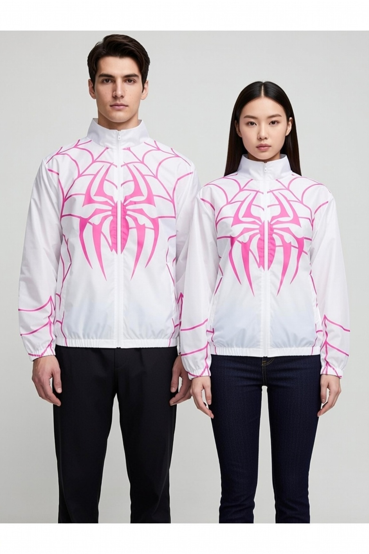 Lushen Anime Çizgi Unisex Paraşüt Kumaş Oversize Rüzgarlık Yağmurluk İnce Ceket görsel 2