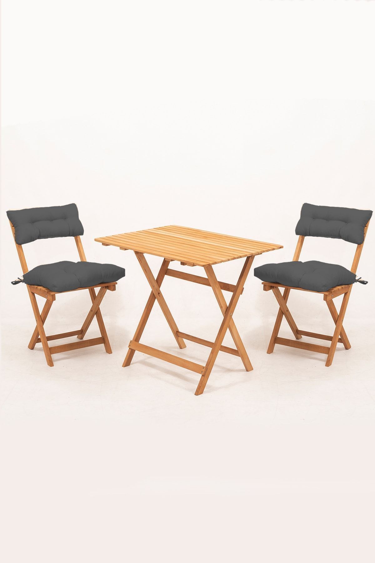 Balcony Garden Kitchen with Back and Seat Cushion 3-Piece Bistro Set Folding Table-chair 60x80 Table