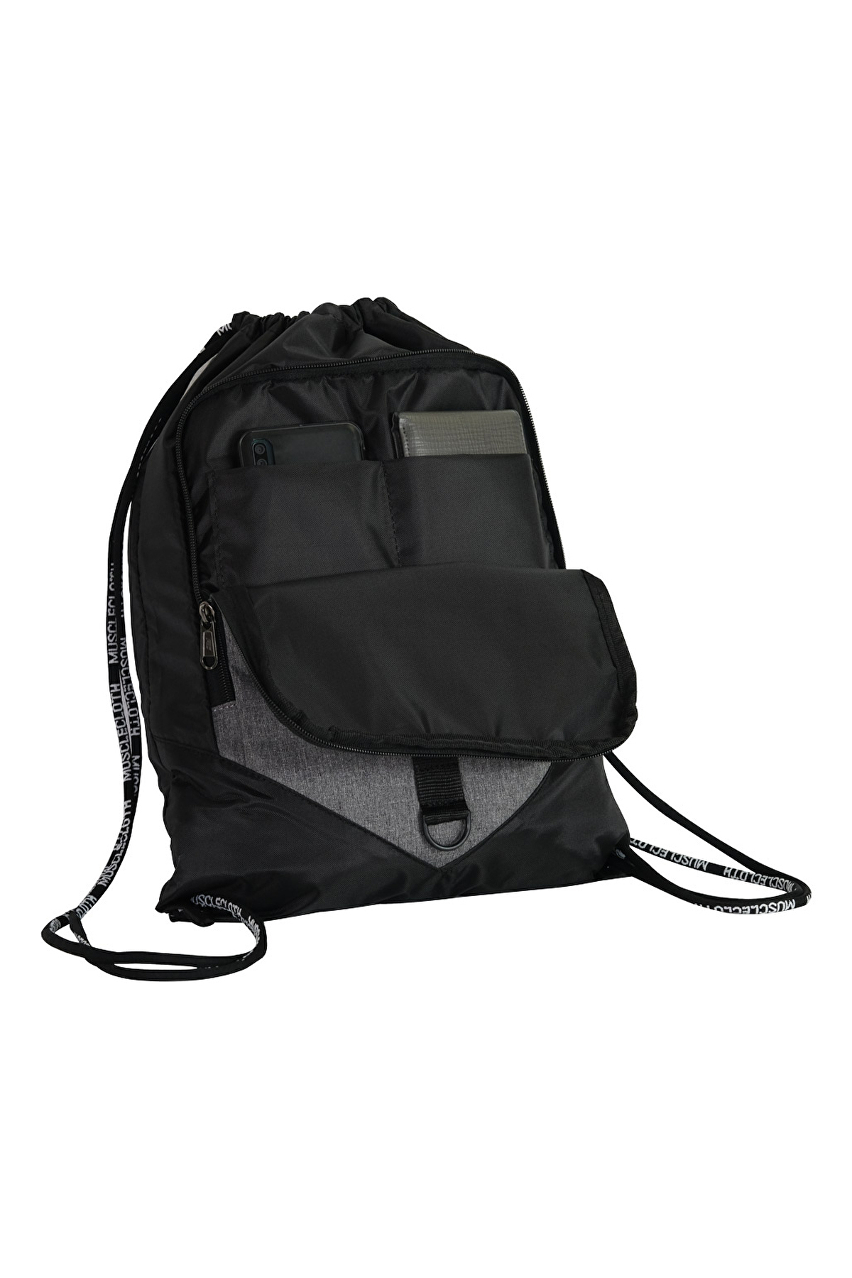 MUSCLECLOTH  Sackpack Spor Çanta Siyah Gri - Görsel 6