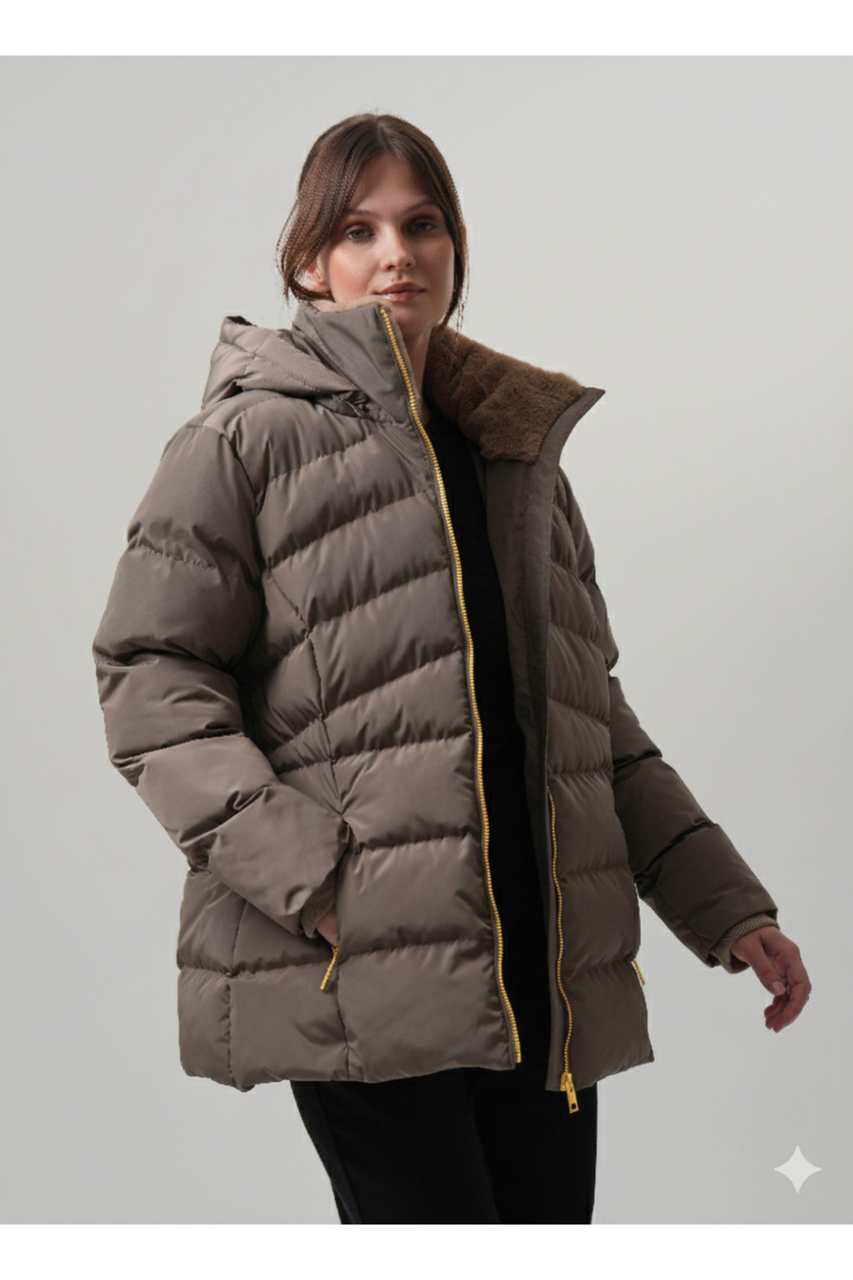 Women's Inflatable Coat Hande with Hooded Rib