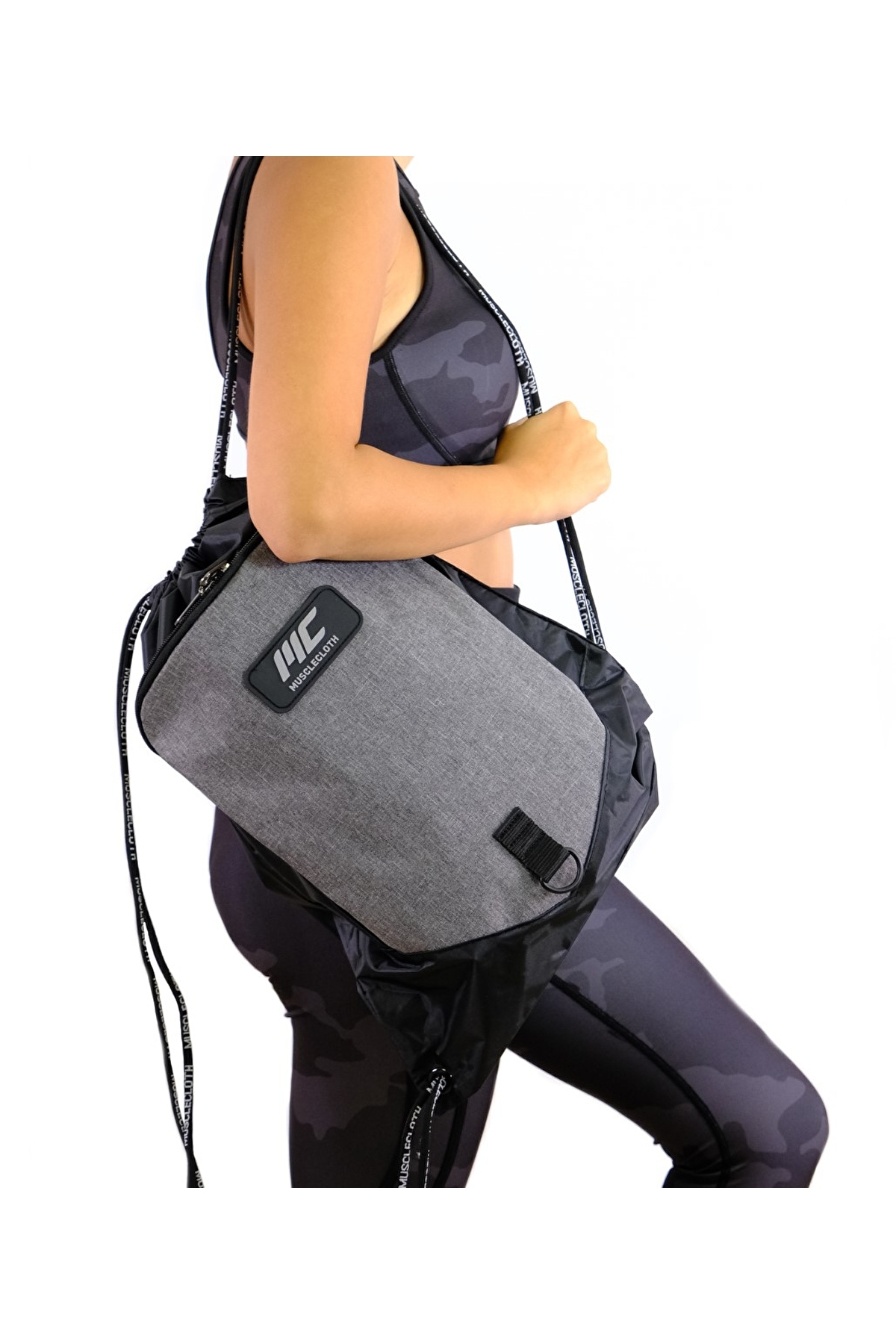 MUSCLECLOTH  Sackpack Spor Çanta Siyah Gri - Görsel 4