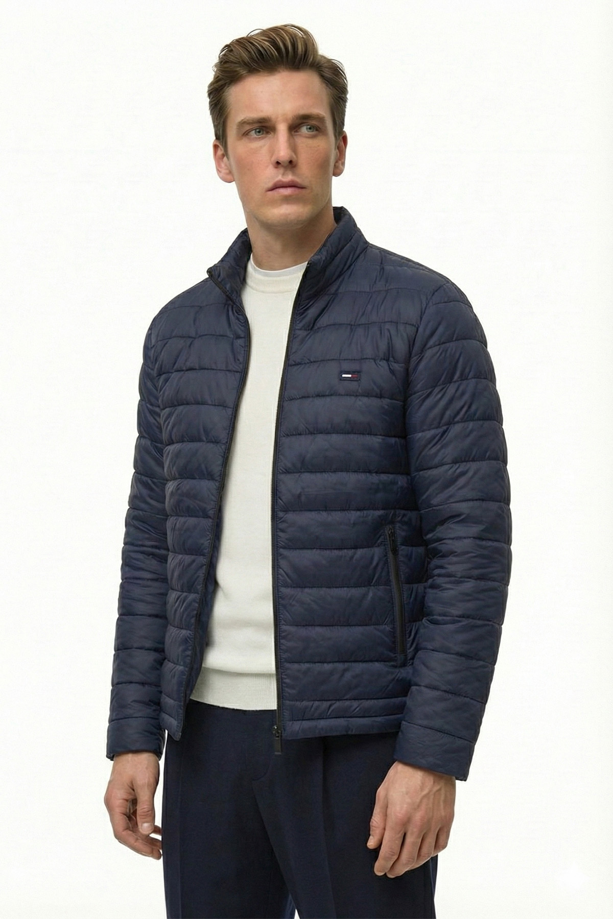 D1fference  Erkek İçi Astarlı Su İtici Rüzgar Geçirmez Hafif Elyaf Dolgulu Dik Yaka Spor Şişme Mont