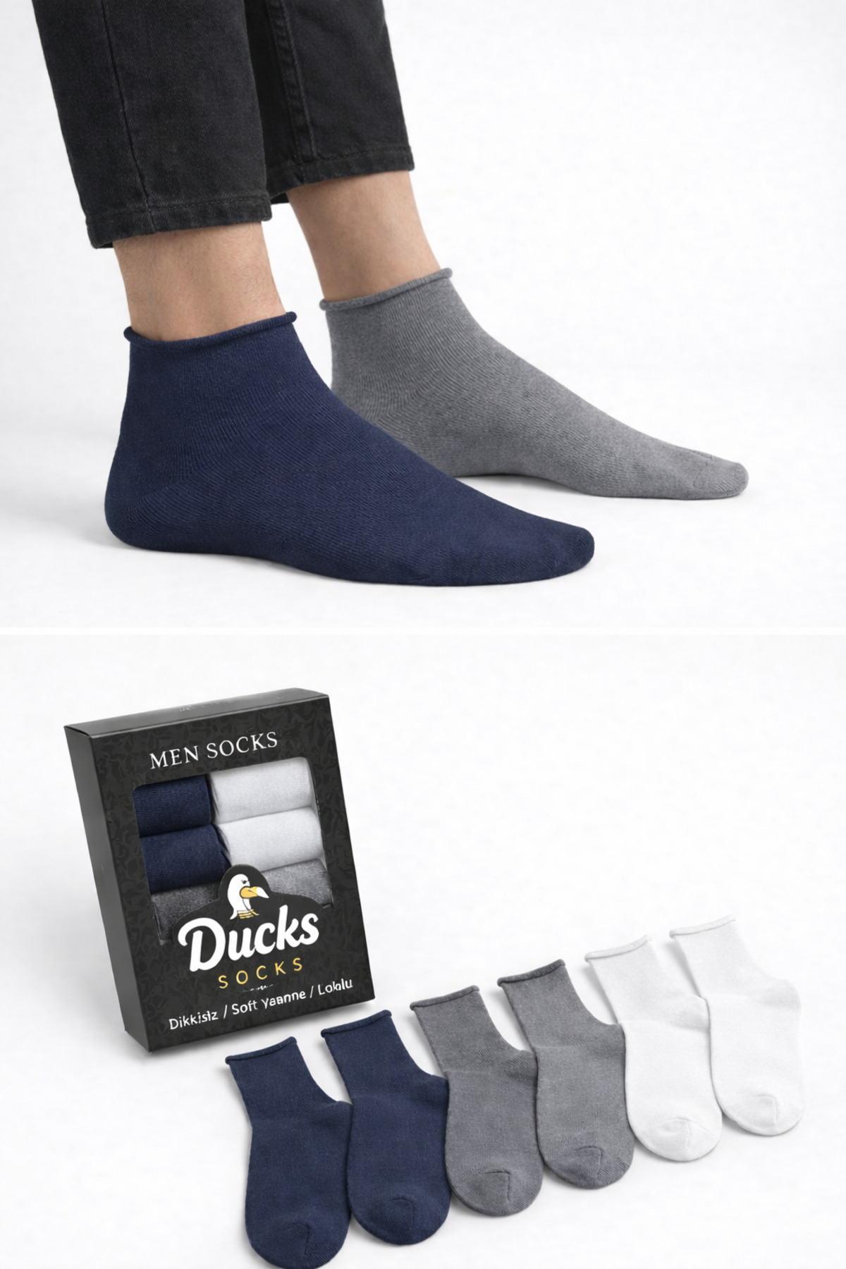 Men's Multicolor 6-Pack Cotton Boxed Elastic Seamless Seamless Short Socks
