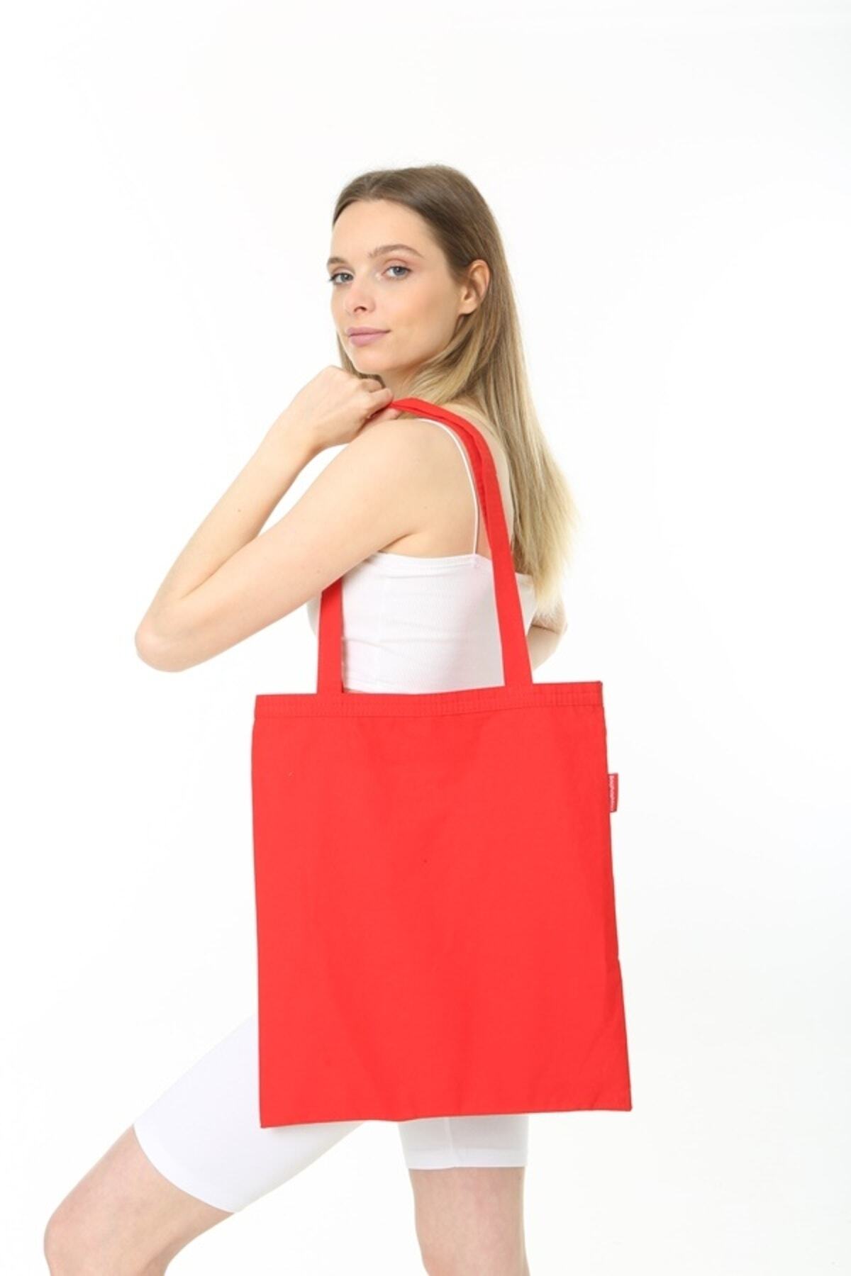 Serkan Çanta Bez Çanta Atölyesi  3 Adet Bez Çanta Siyah-Kırmızı-Krem - Görsel 5