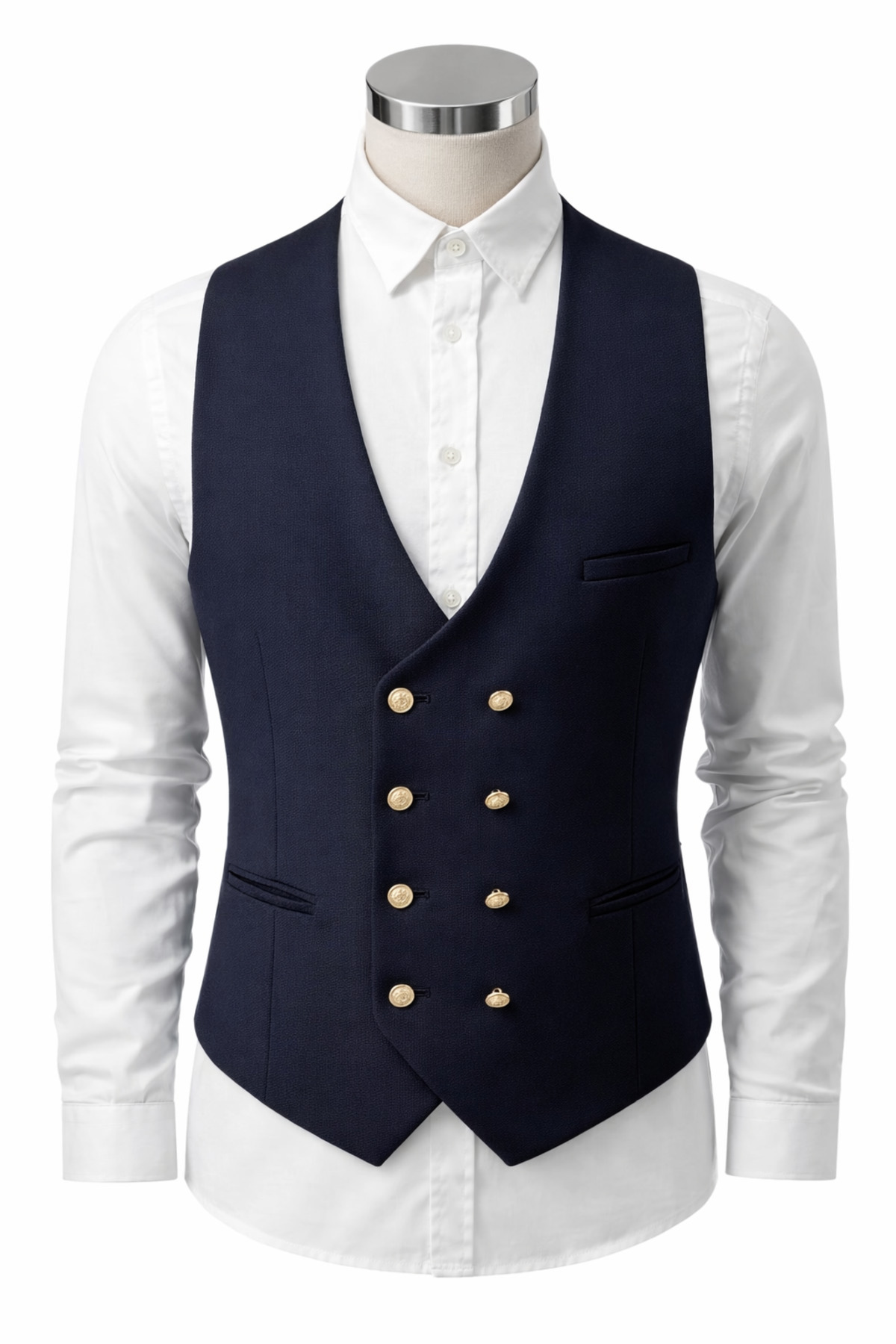 SABRİ ZENGİN Erkek V Yaka Slim Fit Kruvaze Yelek