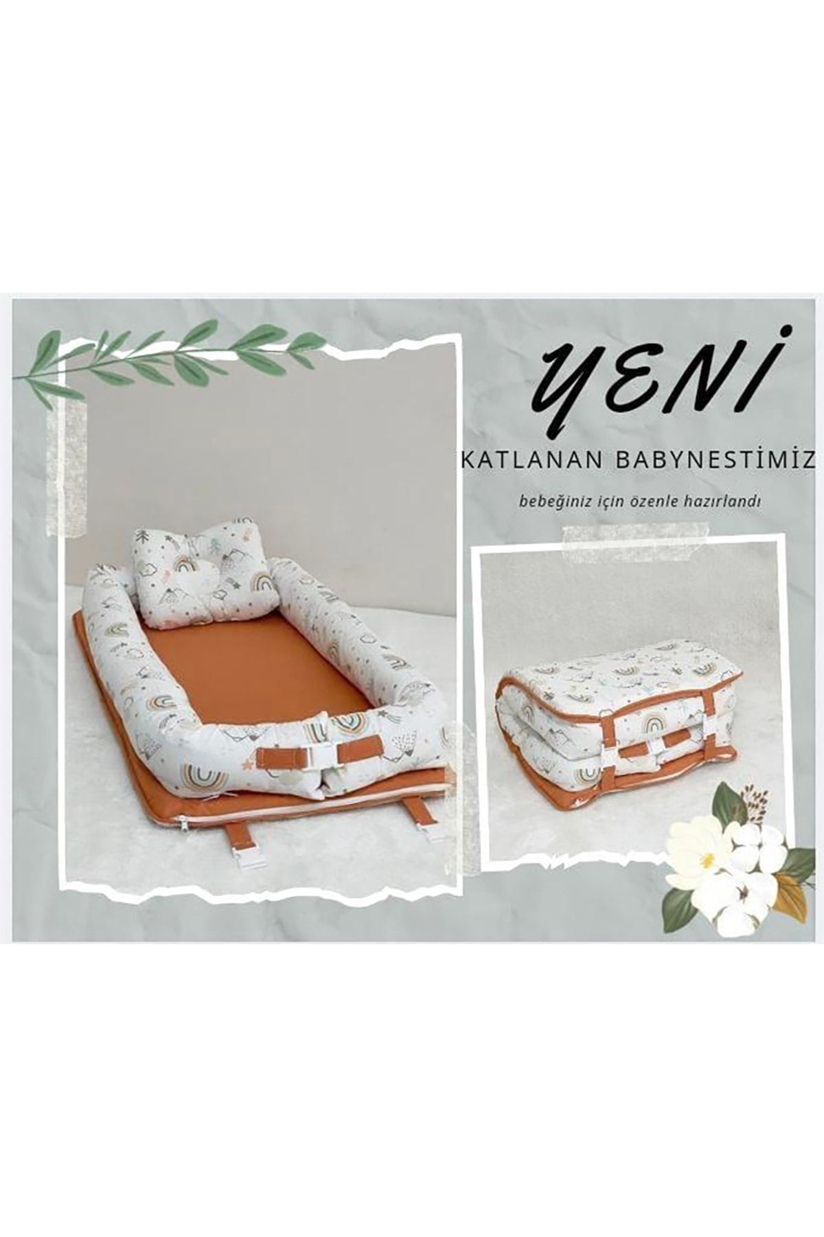 ebabynest Gökkuşağı Serisi Kahverengi Katlanabilir Nest fotoğrafı 3 (önizleme)