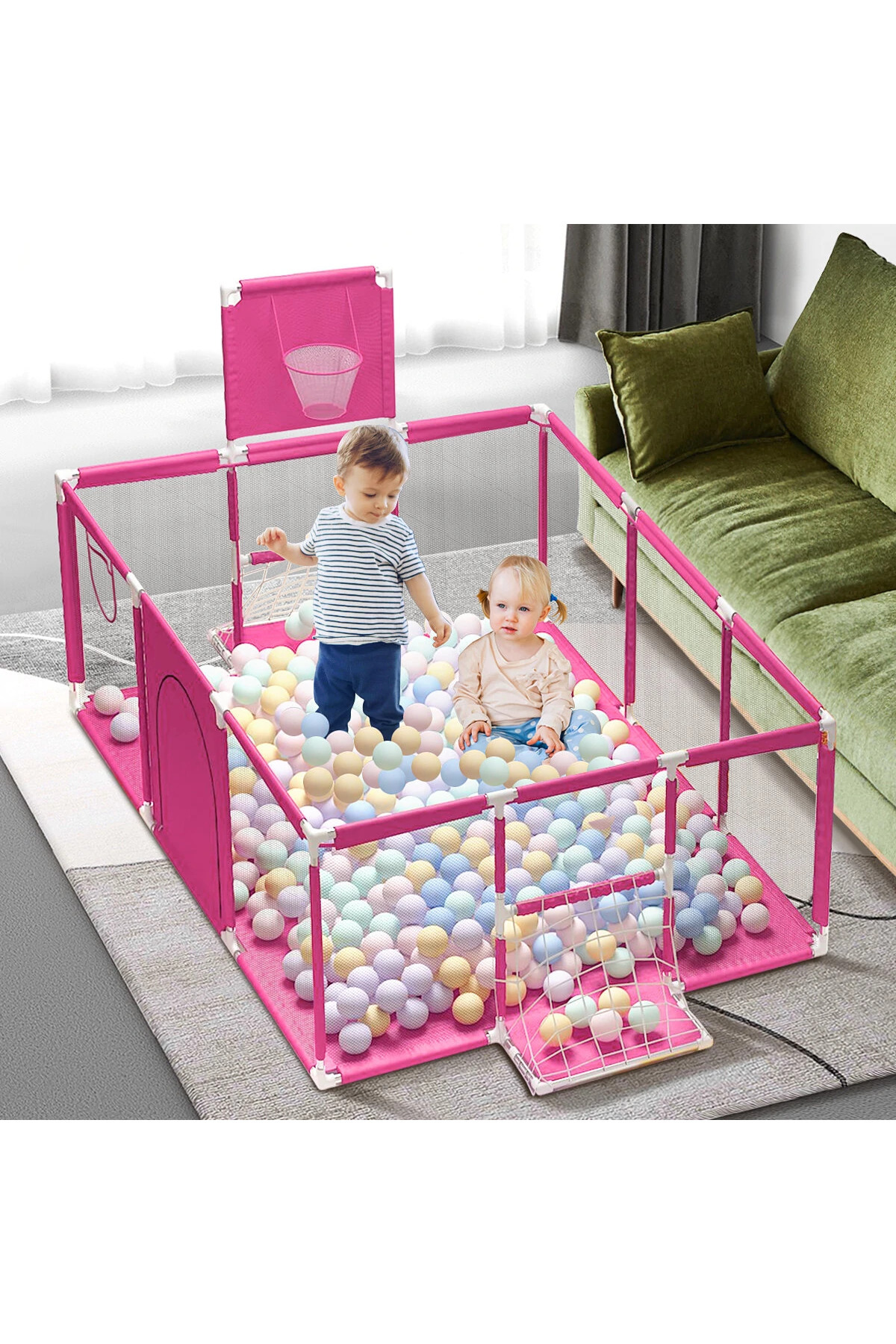 Lazım Shop Çocuk Oyun Parkı Futbol Sahası Yürüme Öğrenme Çiti Yüksek Korumalı Basketbol Potalı fotoğrafı 3 (önizleme)