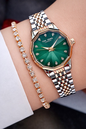 Tom Jones Orjinal 2 Yıl Garantili Kadın Kol Saati Bicolor+Bileklik Hediyeli