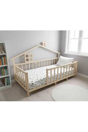 Baby Kinder Happy Doğal Çam Montessori Bebek ve Çocuk Karyolası