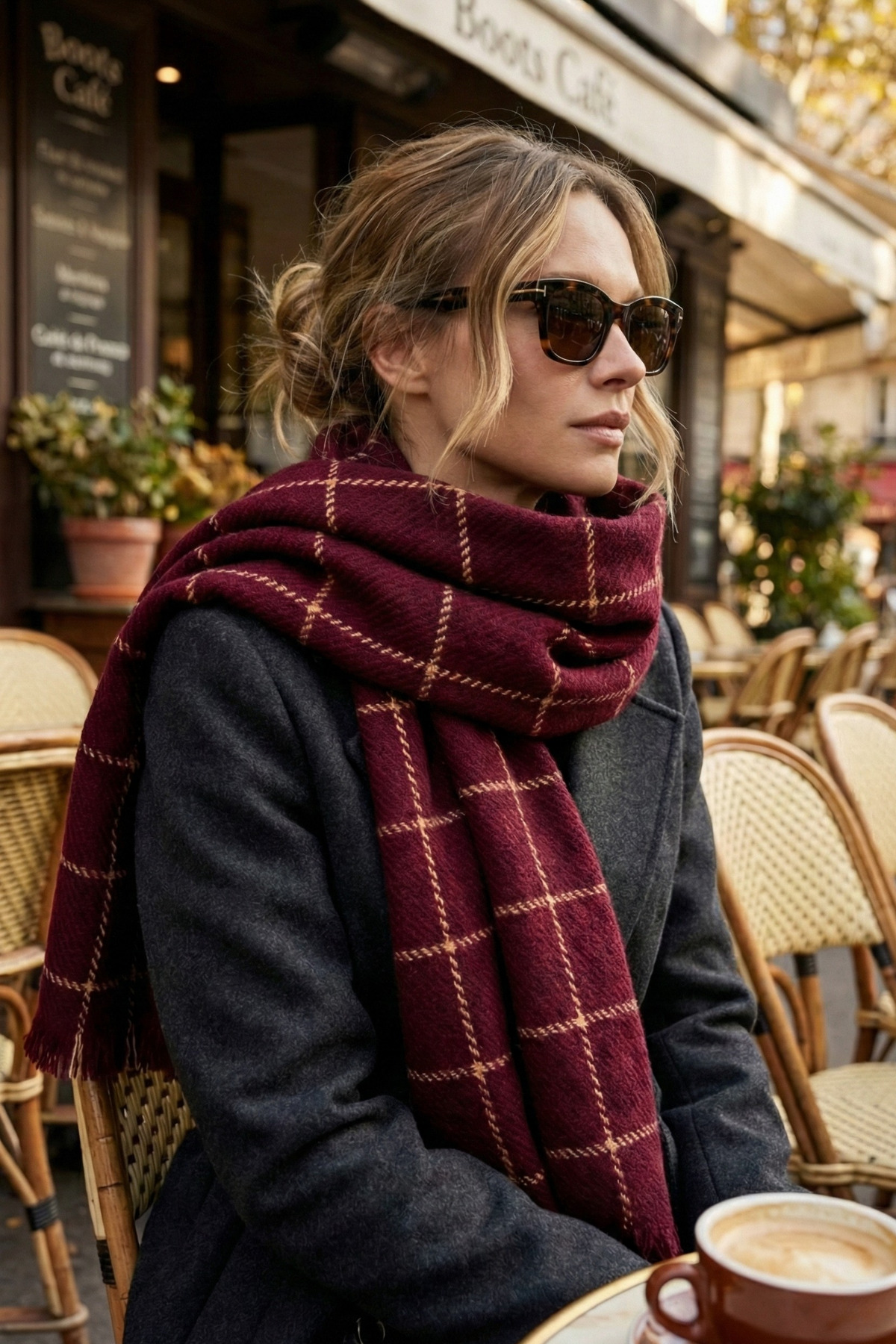 novon  Trend Bordo Soft Touch Püskül Detaylı Uzun Atkı