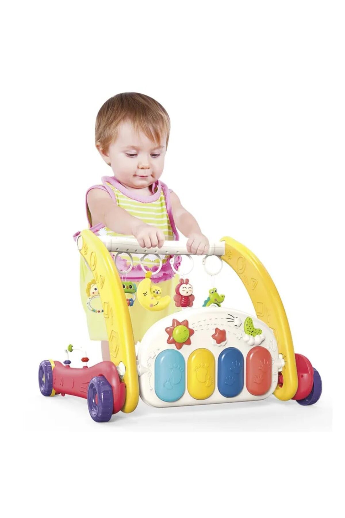 cayenna Oyuncak Piyanolu 2 in 1 Bebek Yürüteci ve Tavşan Desenli Kırmızı Oyun Halısı Sesli Işıklı fotoğrafı 4 (önizleme)