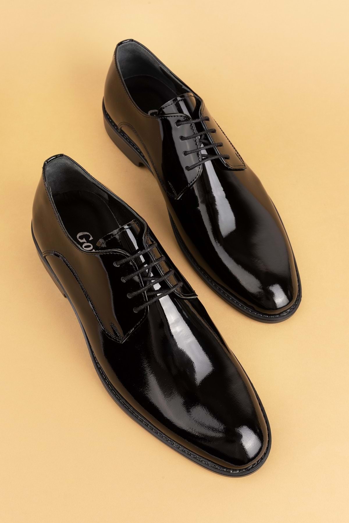 Gondol  Erkek Hakiki Deri Klasik Damat Ayakkabı pş.90 Siyah Rugan