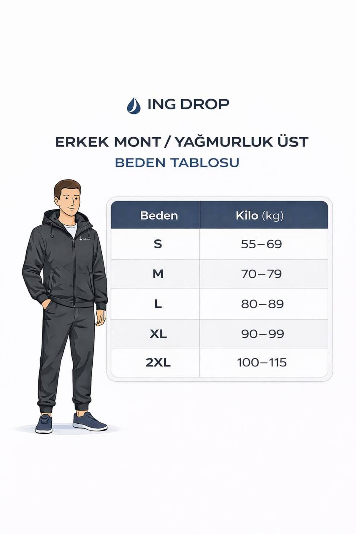 İng drop Erkek Yağmurluk Su Geçirmez Kapüşonlu Mont görsel 3