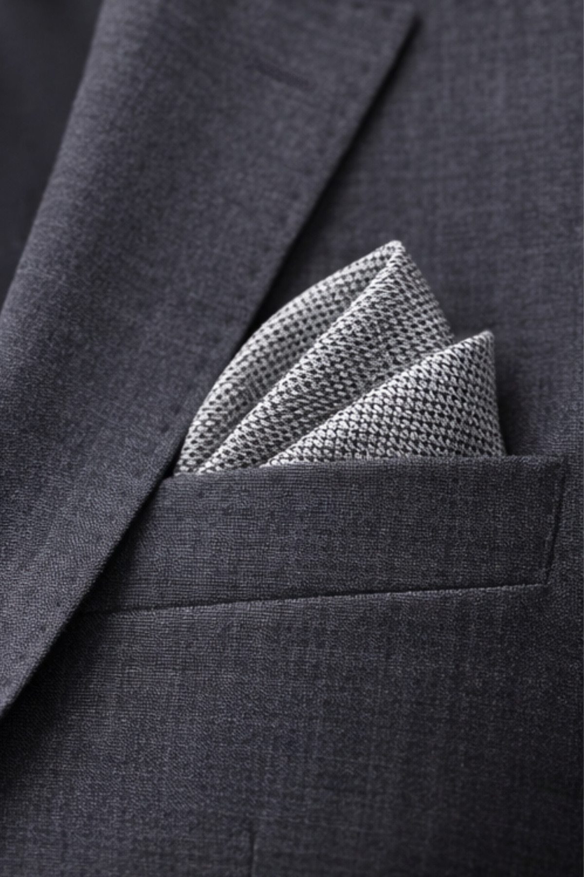 Gambocci  Erkek Gri Armürlü Mendilli Kravat - Görsel 3