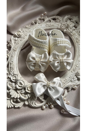 maviden İncili bebek patiği & toka mevlüt patiği