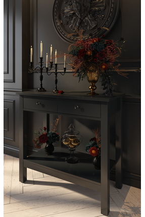 DUFON Alna 2 Çekmeceli, Dekoratif Siyah Mdf Dresuar