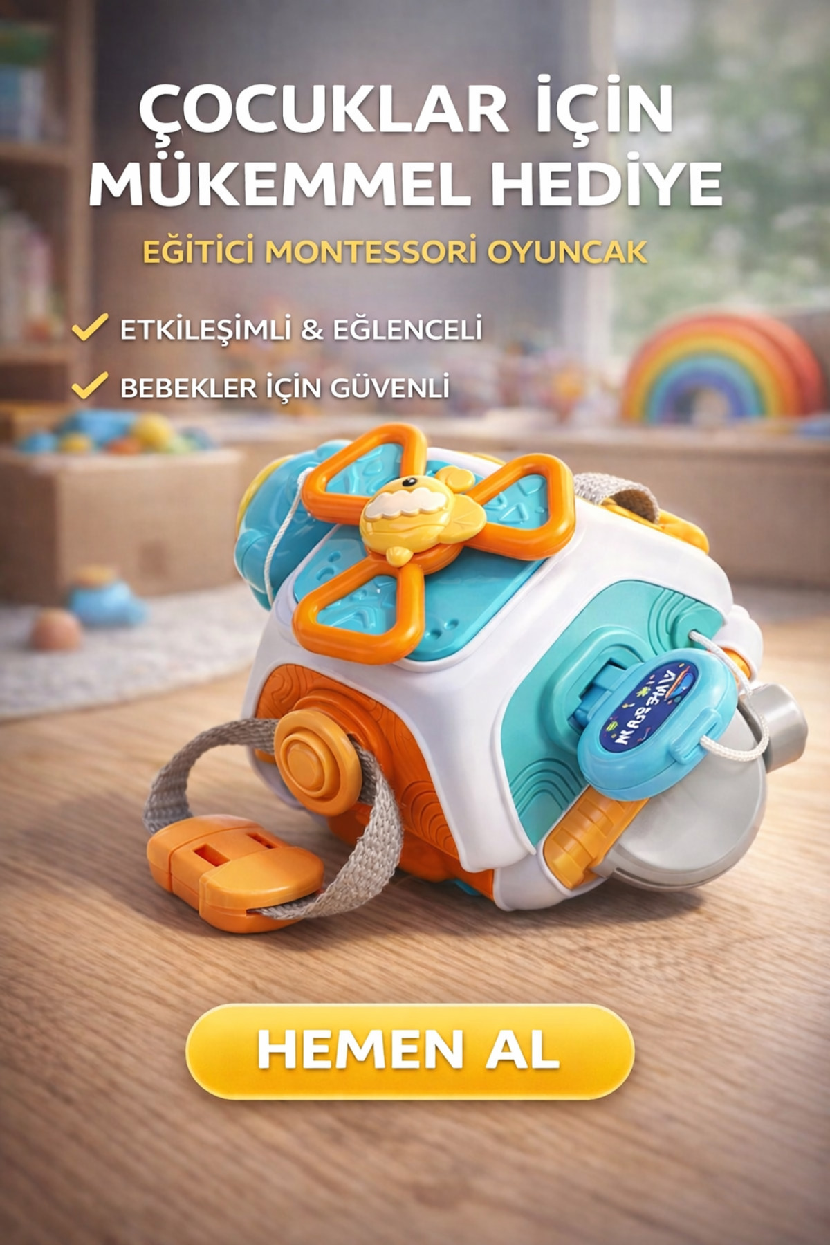 kosetoys Bebek  Oyuncak Montessori Küp 10 Aktiviteli El ve Göz Koordinasyonu fotoğrafı 2 (önizleme)