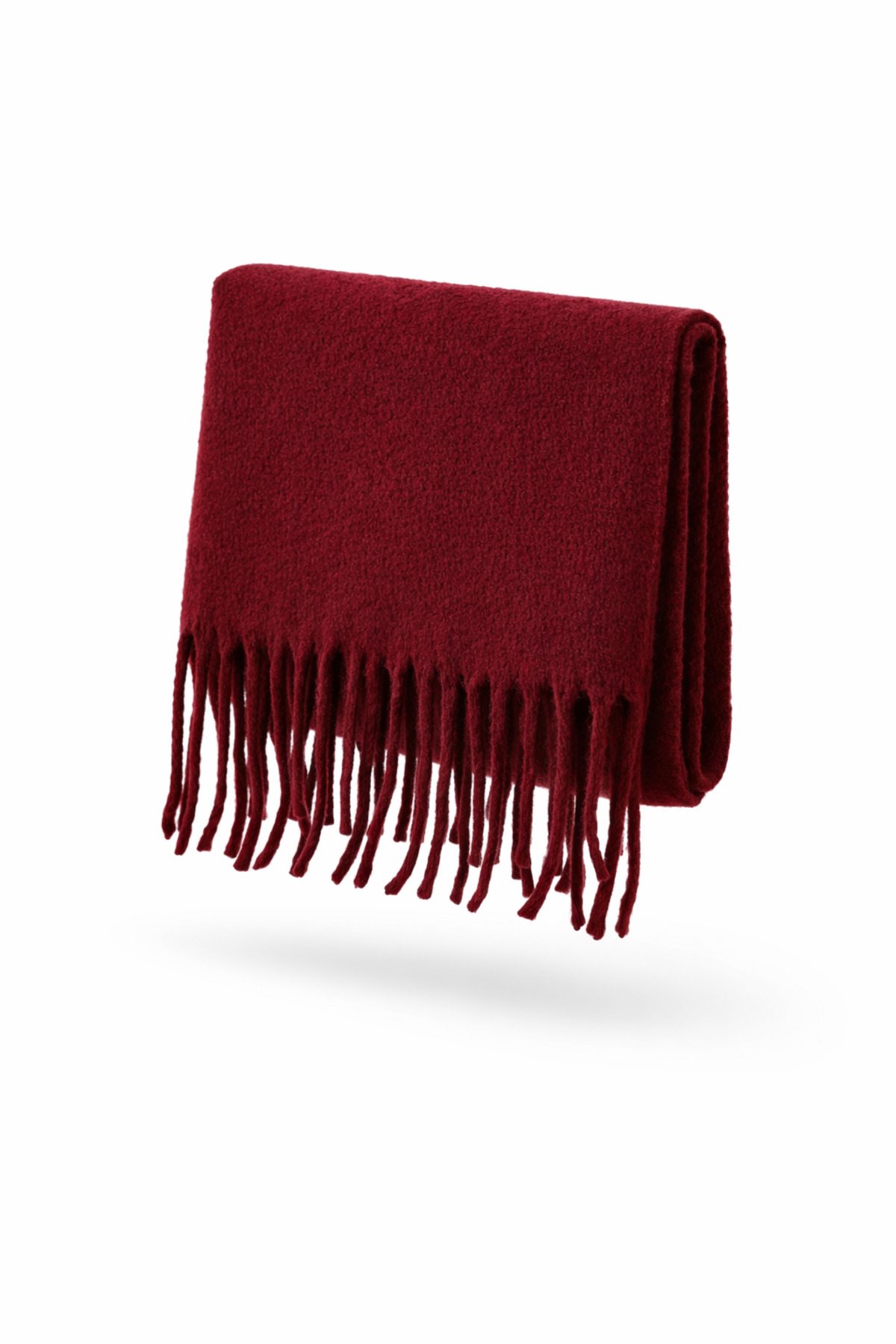 Wega Moda  İthal Puffy Cherry Atkı Şal Omuz Şalı - Büklümlü Atkı Şal - Puffy Cherry Yumuşak Omuz Şalı - Bordo - Görsel 4